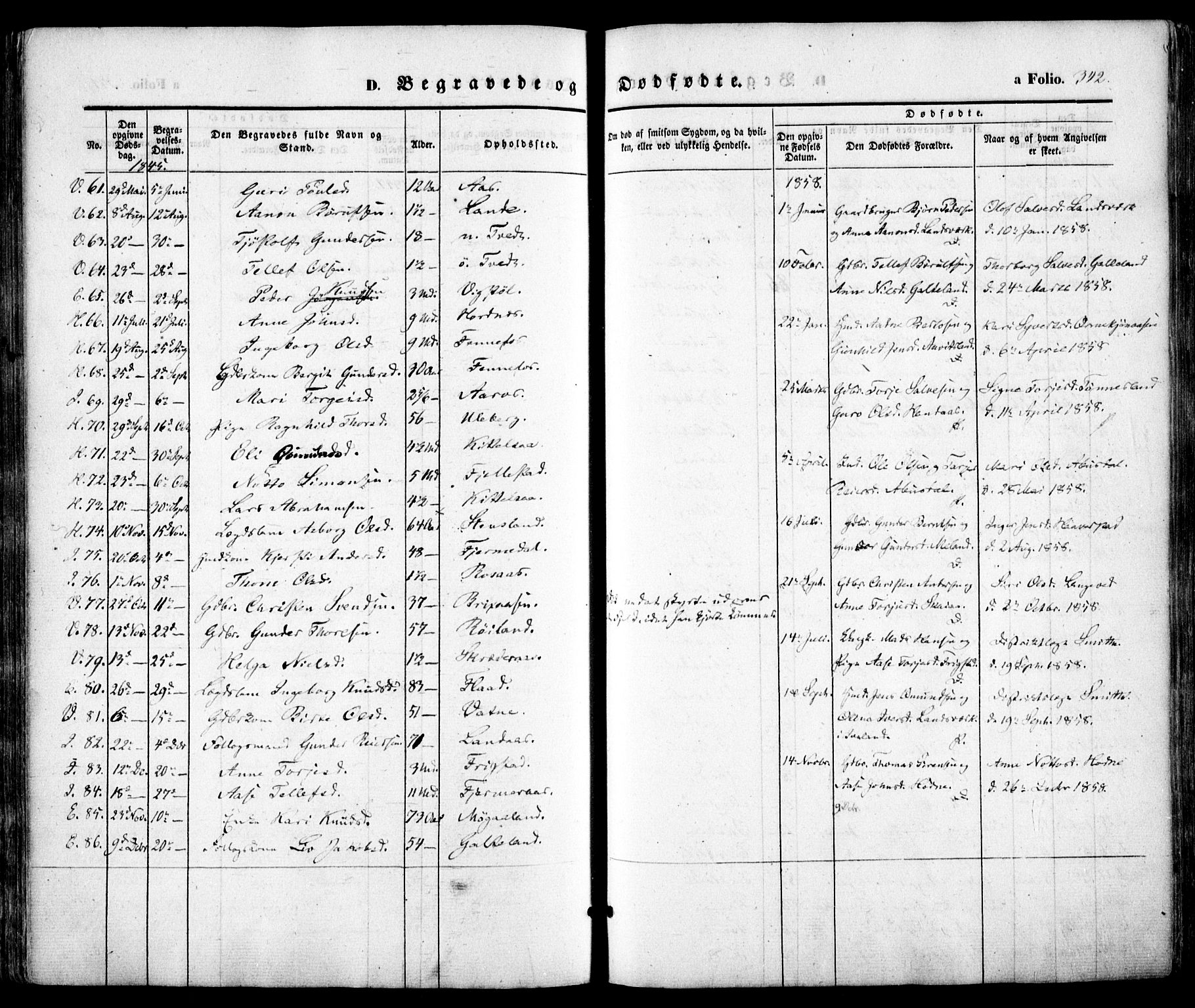 Evje sokneprestkontor, SAK/1111-0008/F/Fa/Faa/L0005: Ministerialbok nr. A 5, 1843-1865, s. 342