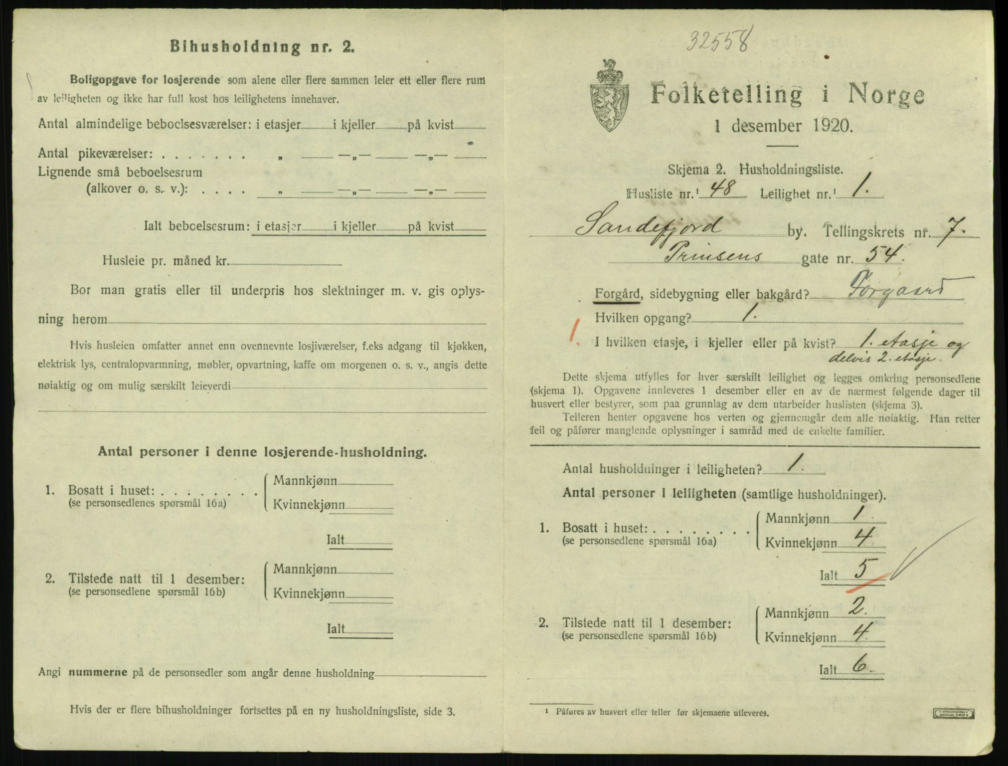 SAKO, Folketelling 1920 for 0706 Sandefjord kjøpstad, 1920, s. 3186