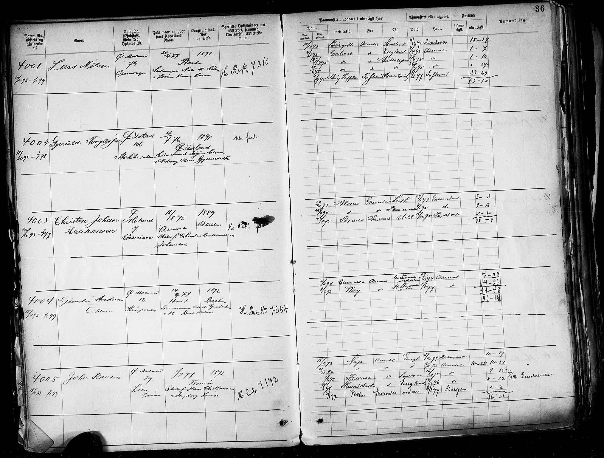 Arendal mønstringskrets, SAK/2031-0012/F/Fa/L0004: Annotasjonsrulle nr 3828-4715 og nr 1-1296, S-4, 1892-1918, s. 40