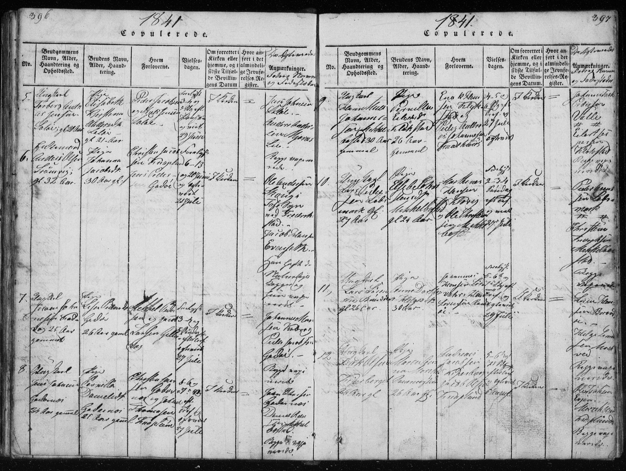 Ministerialprotokoller, klokkerbøker og fødselsregistre - Nordland, SAT/A-1459/801/L0027: Klokkerbok nr. 801C02, 1835-1845, s. 396-397