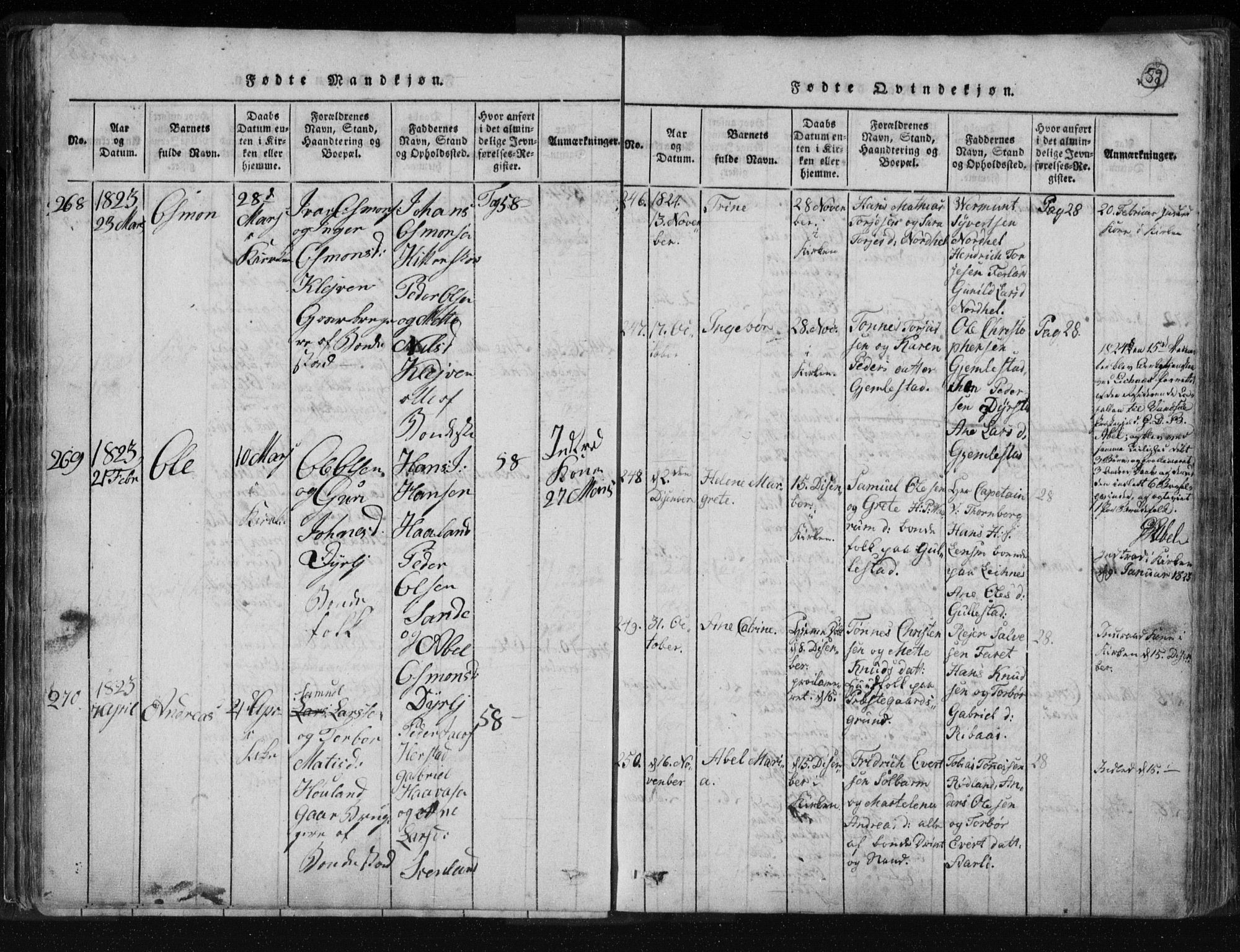 Kvinesdal sokneprestkontor, SAK/1111-0026/F/Fa/Fab/L0003: Ministerialbok nr. A 3, 1815-1829, s. 59