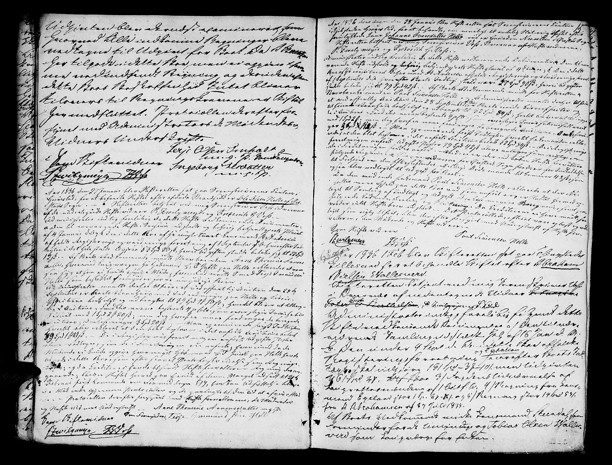 Vestre Nedenes/Sand sorenskriveri, AV/SAK-1221-0010/H/Hc/L0003: Skifteforhandlingsprotokoll nr. 1, 1835-1844, s. 14b-15a