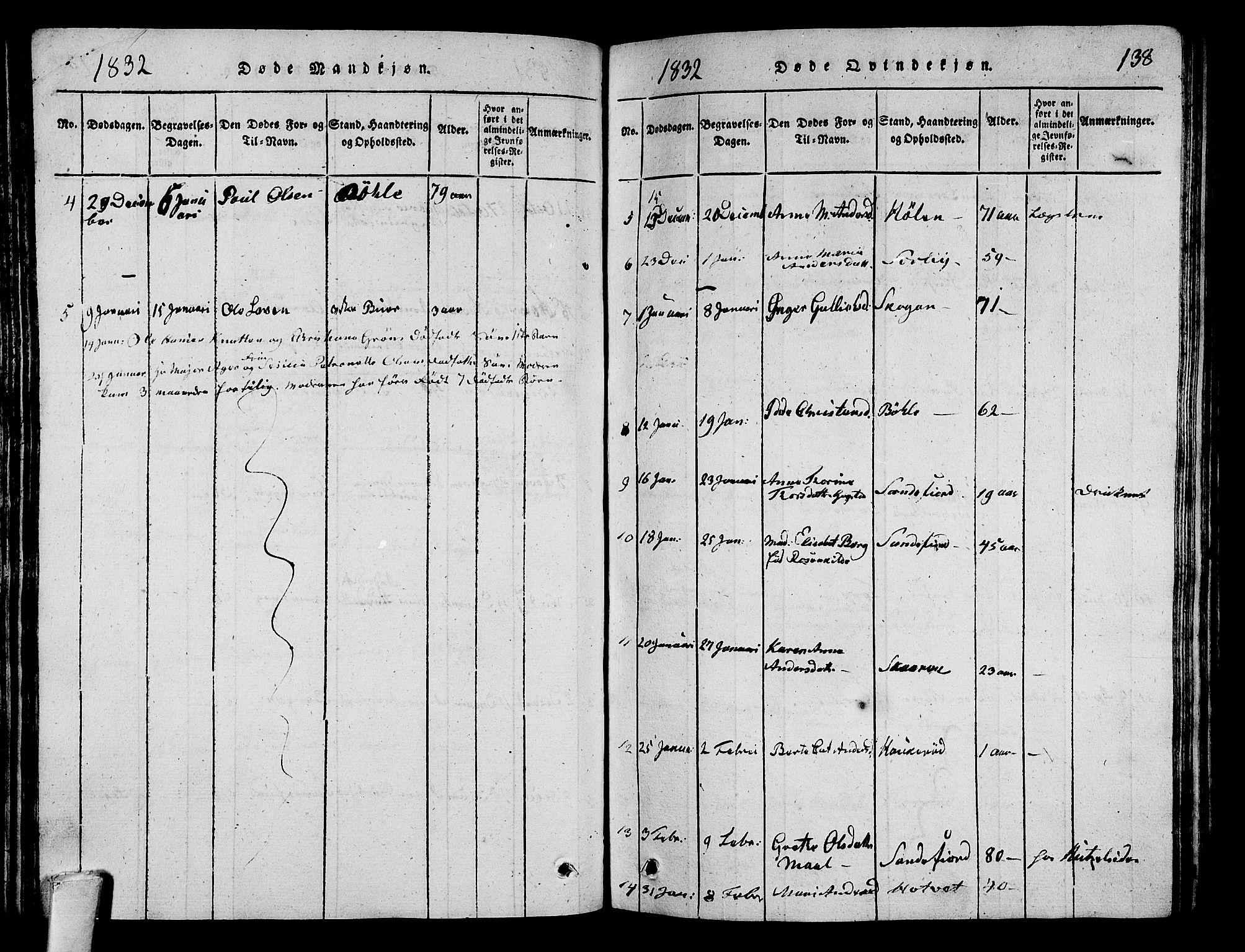 Sandar kirkebøker, AV/SAKO-A-243/G/Ga/L0001: Klokkerbok nr. 1, 1814-1835, s. 138