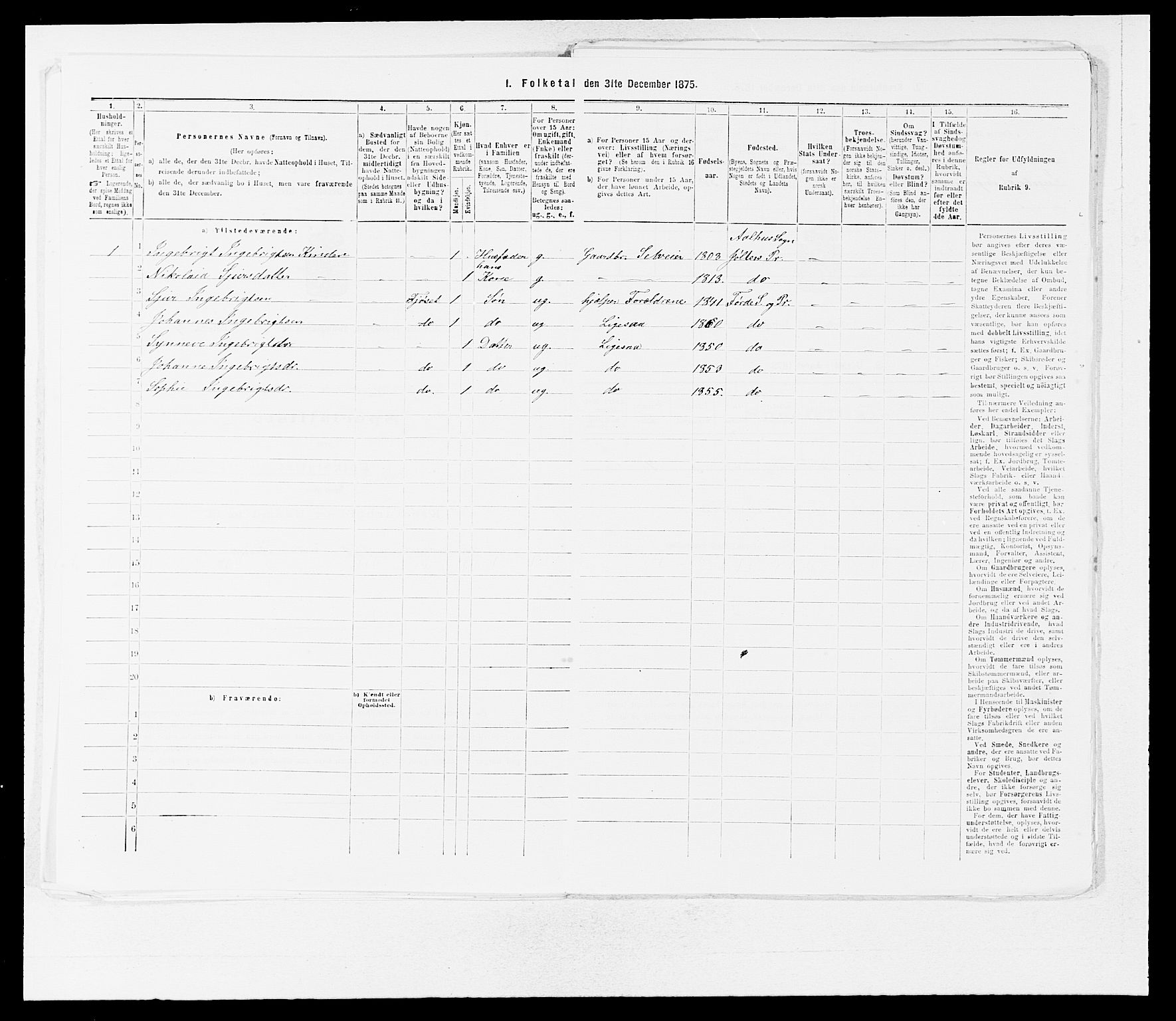 SAB, Folketelling 1875 for 1432P Førde prestegjeld, 1875, s. 204