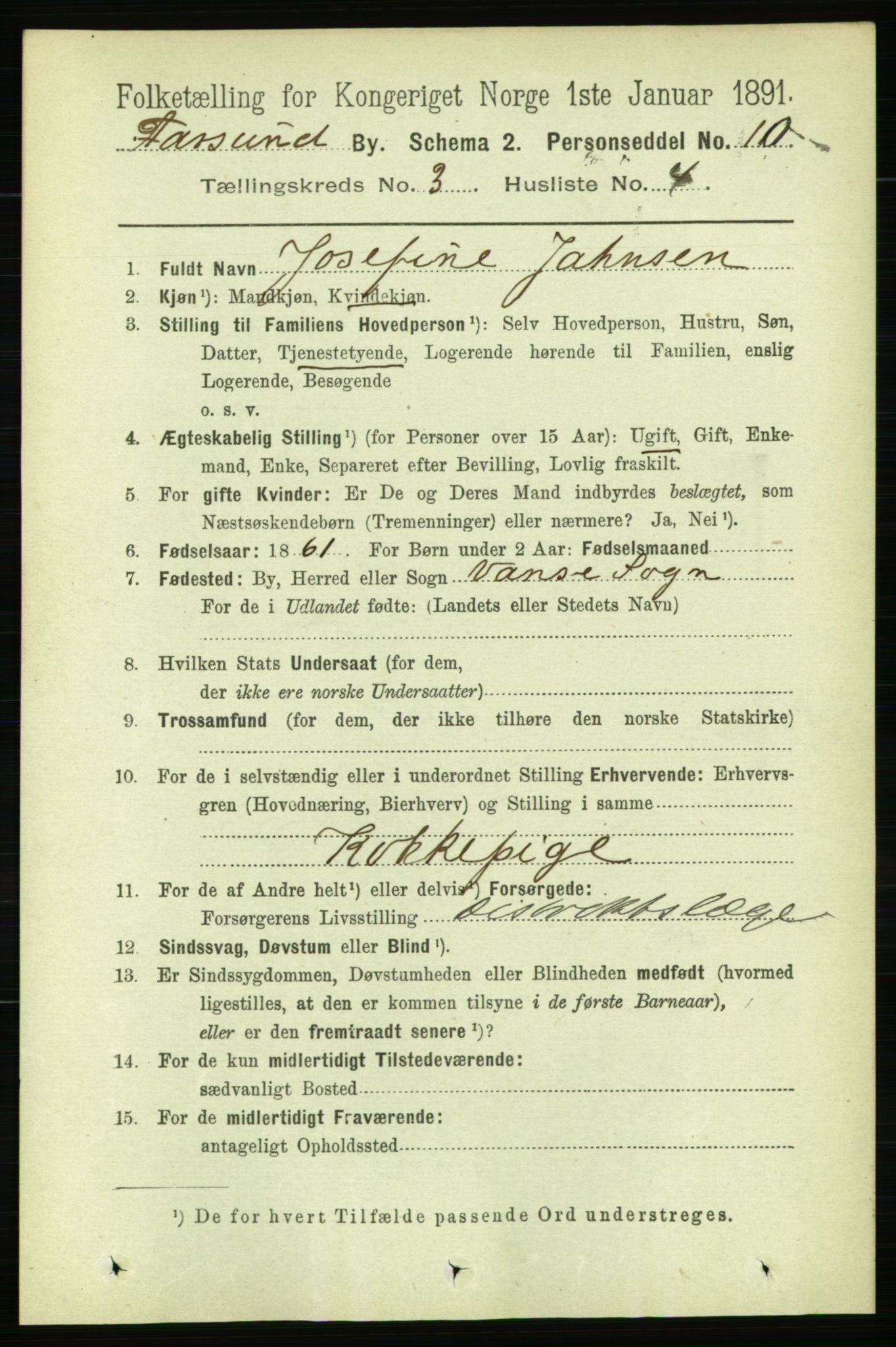 RA, Folketelling 1891 for 1003 Farsund ladested, 1891, s. 1337