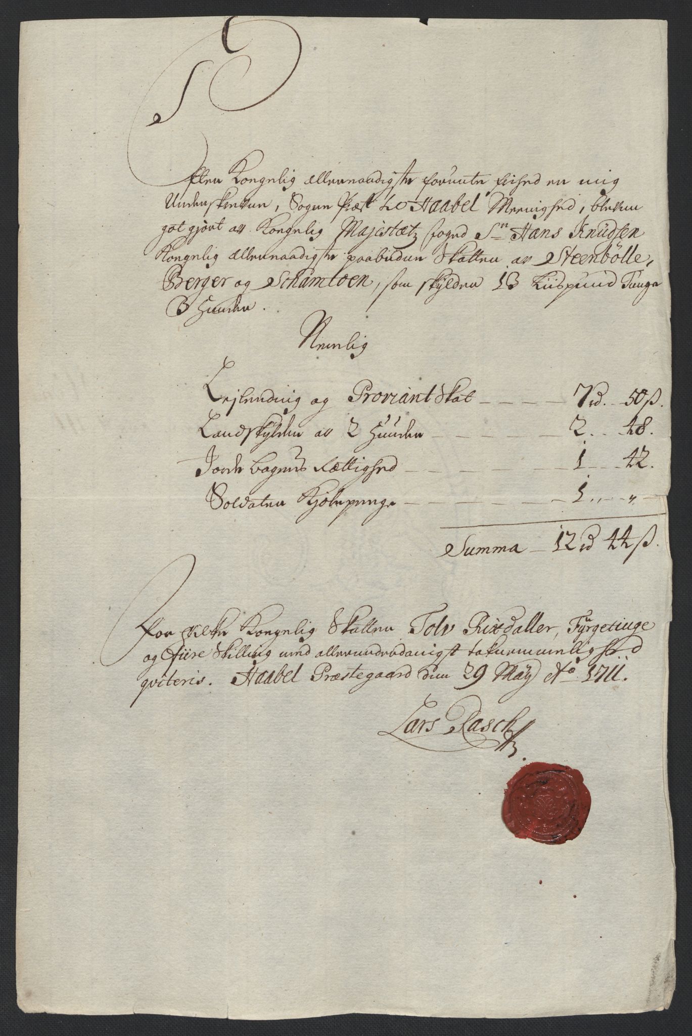 Rentekammeret inntil 1814, Reviderte regnskaper, Fogderegnskap, AV/RA-EA-4092/R04/L0136: Fogderegnskap Moss, Onsøy, Tune, Veme og Åbygge, 1711, s. 196