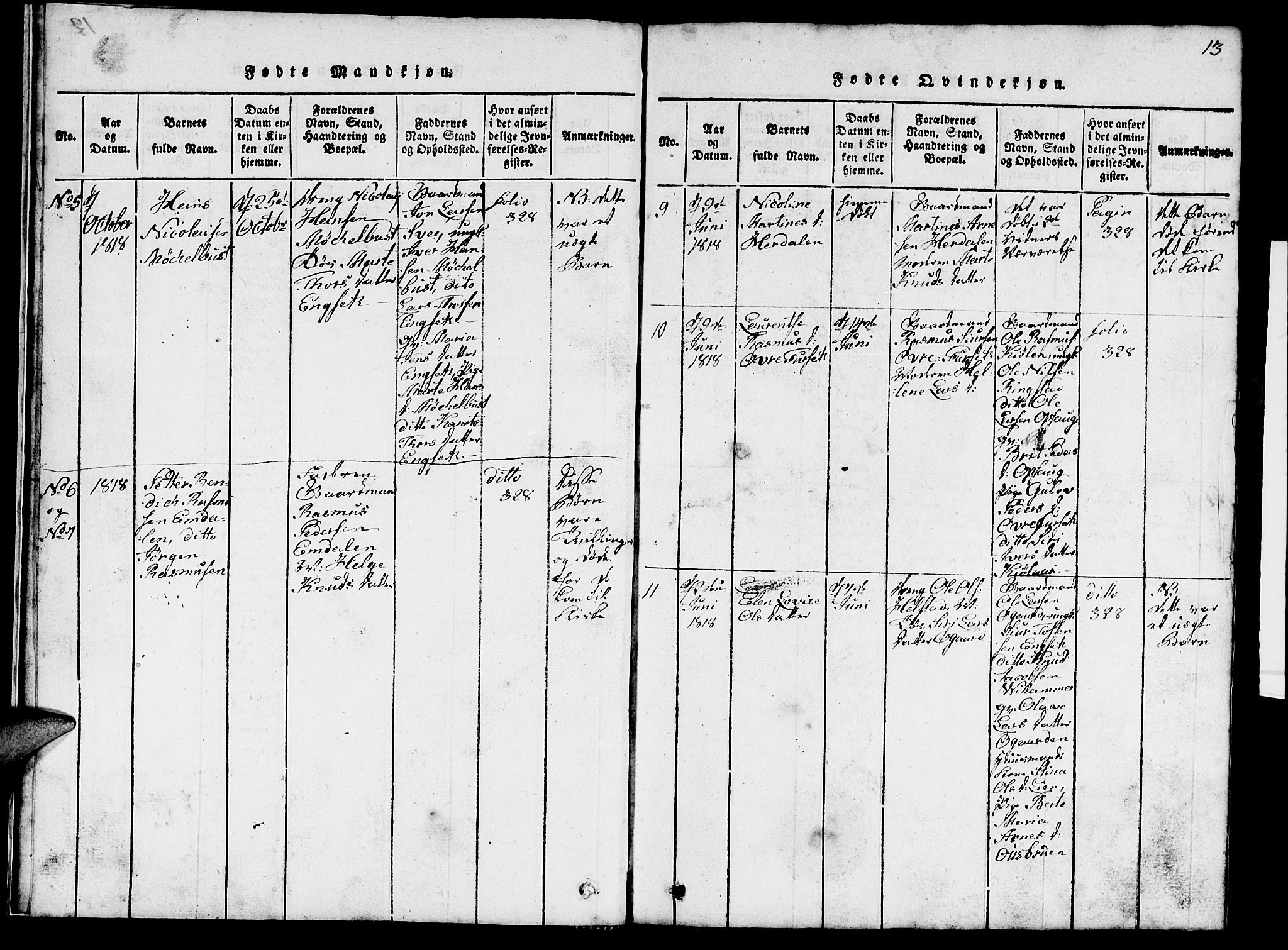 Ministerialprotokoller, klokkerbøker og fødselsregistre - Møre og Romsdal, AV/SAT-A-1454/520/L0289: Klokkerbok nr. 520C01, 1817-1837, s. 13