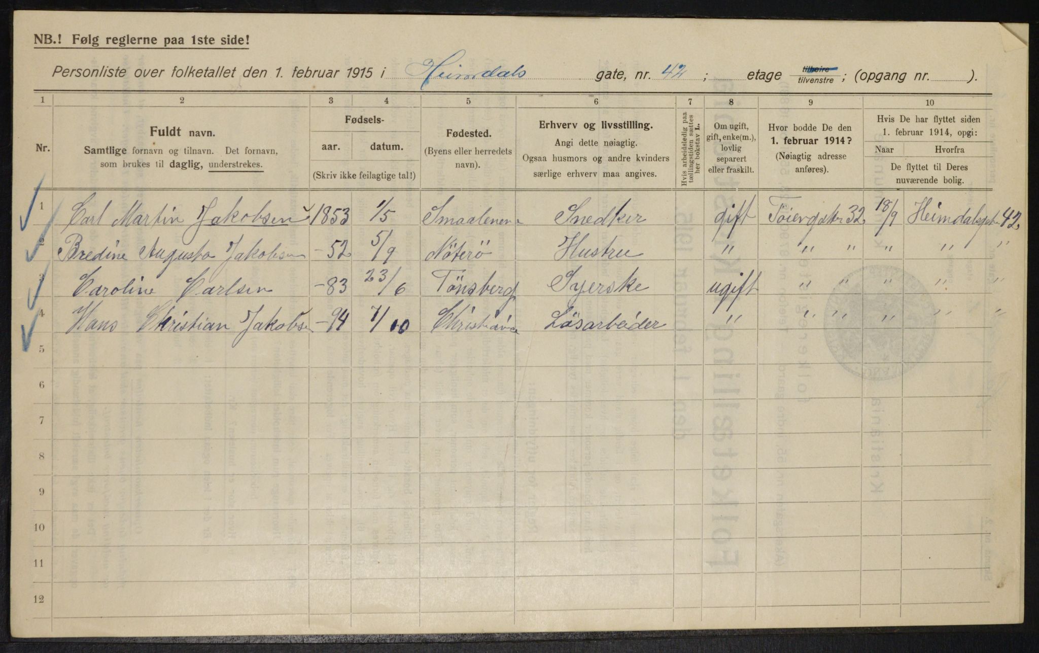 OBA, Kommunal folketelling 1.2.1915 for Kristiania, 1915, s. 37038