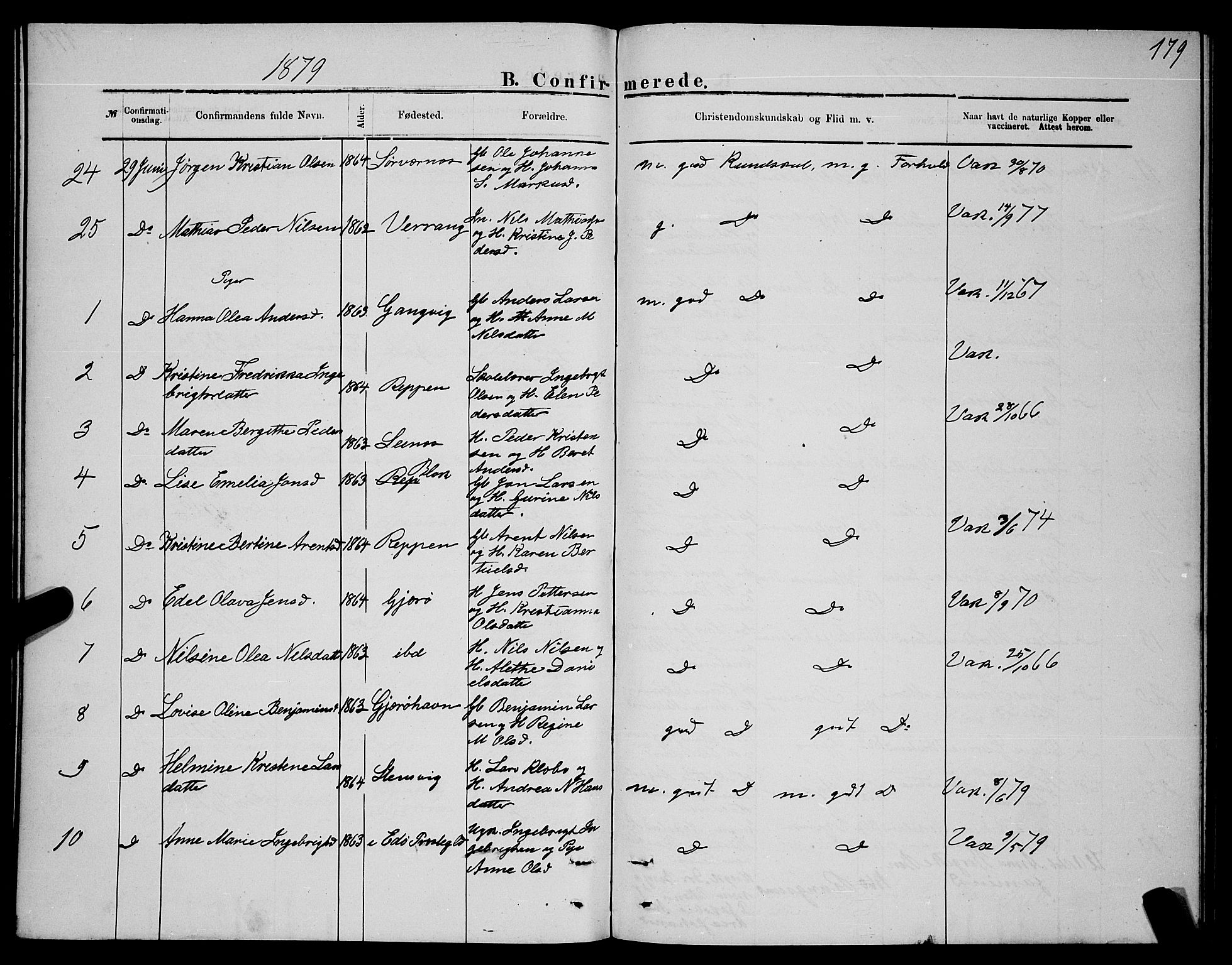 Ministerialprotokoller, klokkerbøker og fødselsregistre - Nordland, AV/SAT-A-1459/841/L0620: Klokkerbok nr. 841C04, 1877-1896, s. 179
