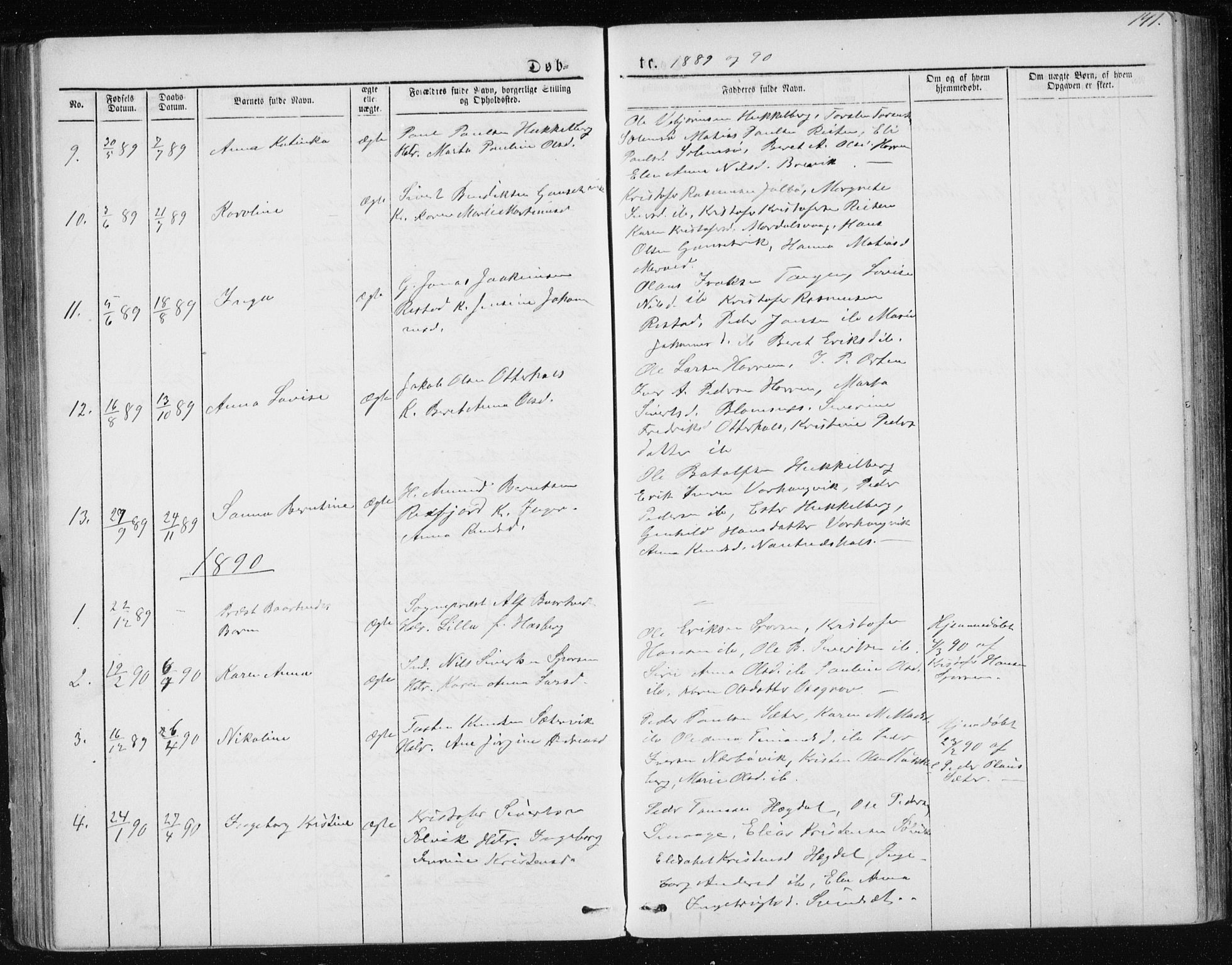 Ministerialprotokoller, klokkerbøker og fødselsregistre - Møre og Romsdal, SAT/A-1454/560/L0724: Klokkerbok nr. 560C01, 1867-1892, s. 141
