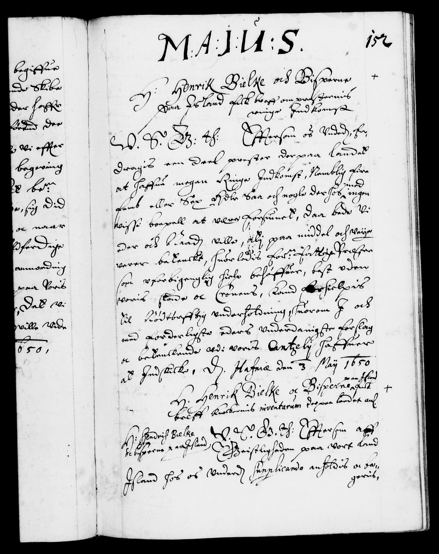 Danske Kanselli 1572-1799, RA/EA-3023/F/Fc/Fca/Fcab/L0008: Norske tegnelser (mikrofilm), 1648-1652, s. 152a