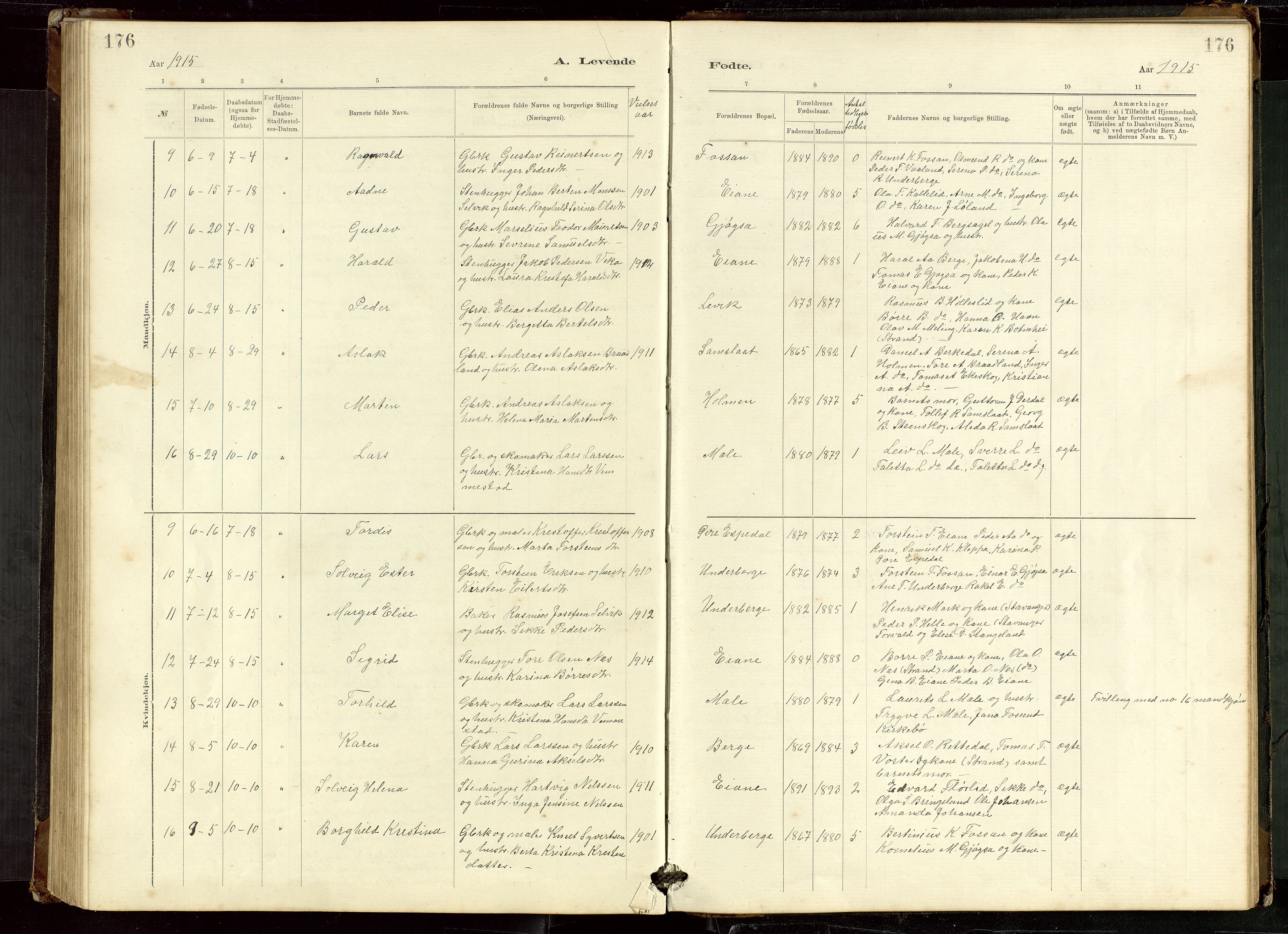 Høgsfjord sokneprestkontor, AV/SAST-A-101624/H/Ha/Hab/L0009: Klokkerbok nr. B 9, 1883-1920, s. 176