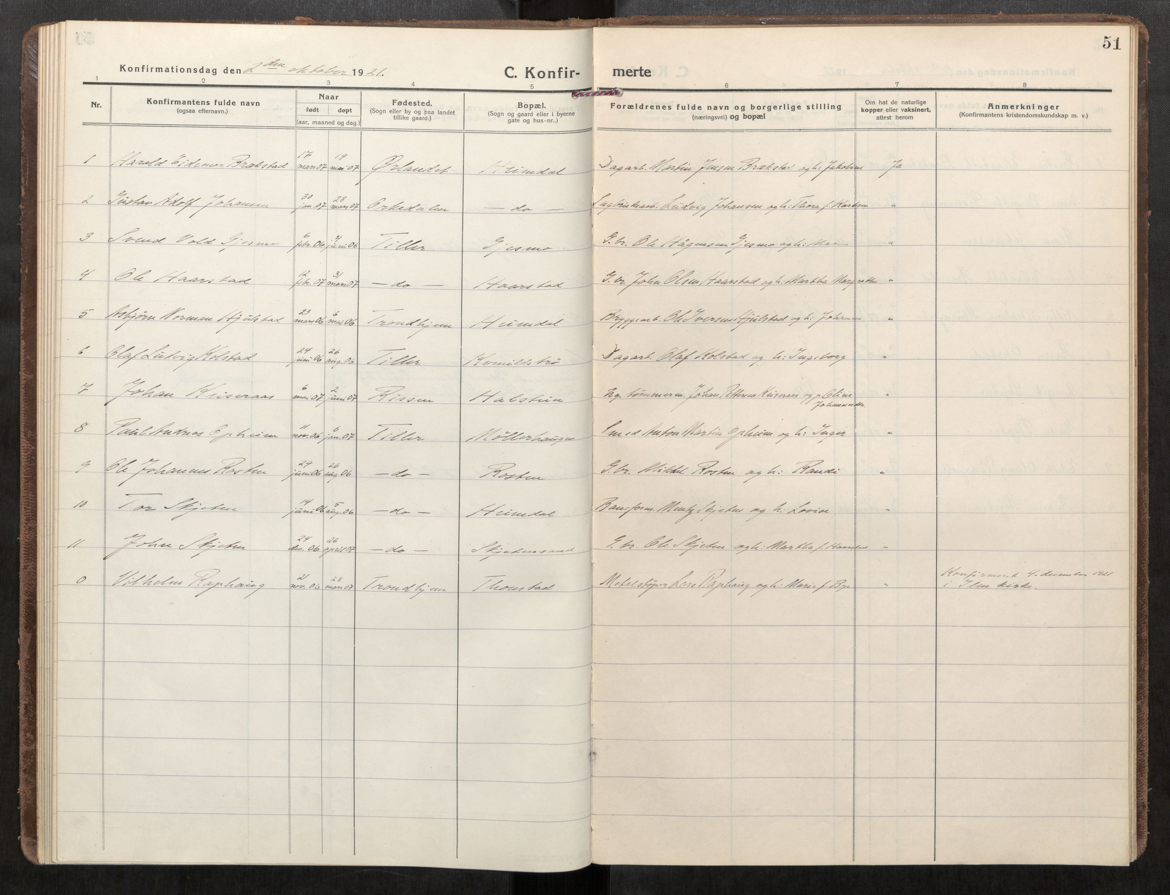 Klæbu sokneprestkontor, AV/SAT-A-1112: Ministerialbok nr. 3, 1917-1924, s. 51