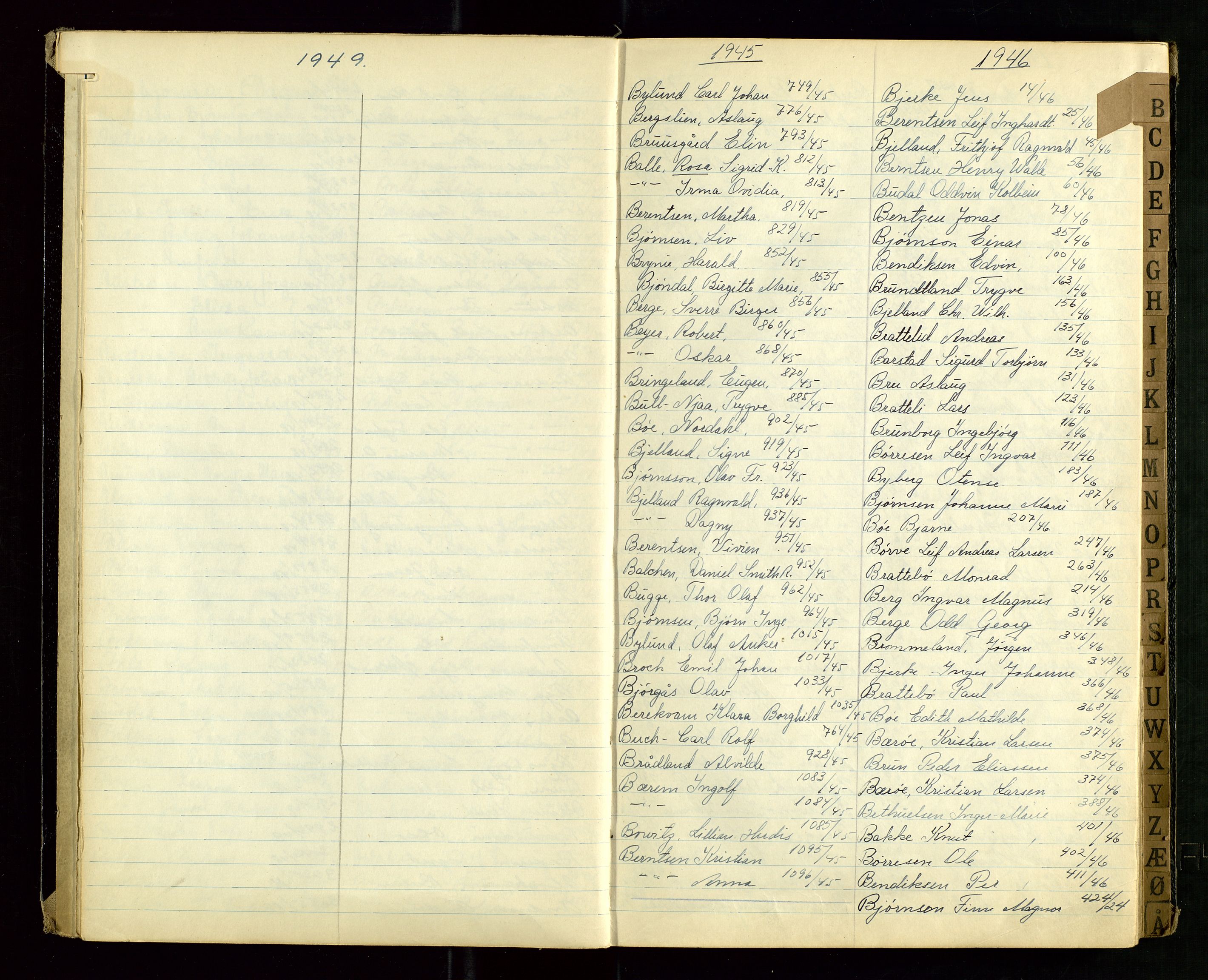 Stavanger politikammer, AV/SAST-A-100361/001/H/Hc/Hcd/Hcda/L0002: "Register for Passprotokoll", 1945-1948, s. 7