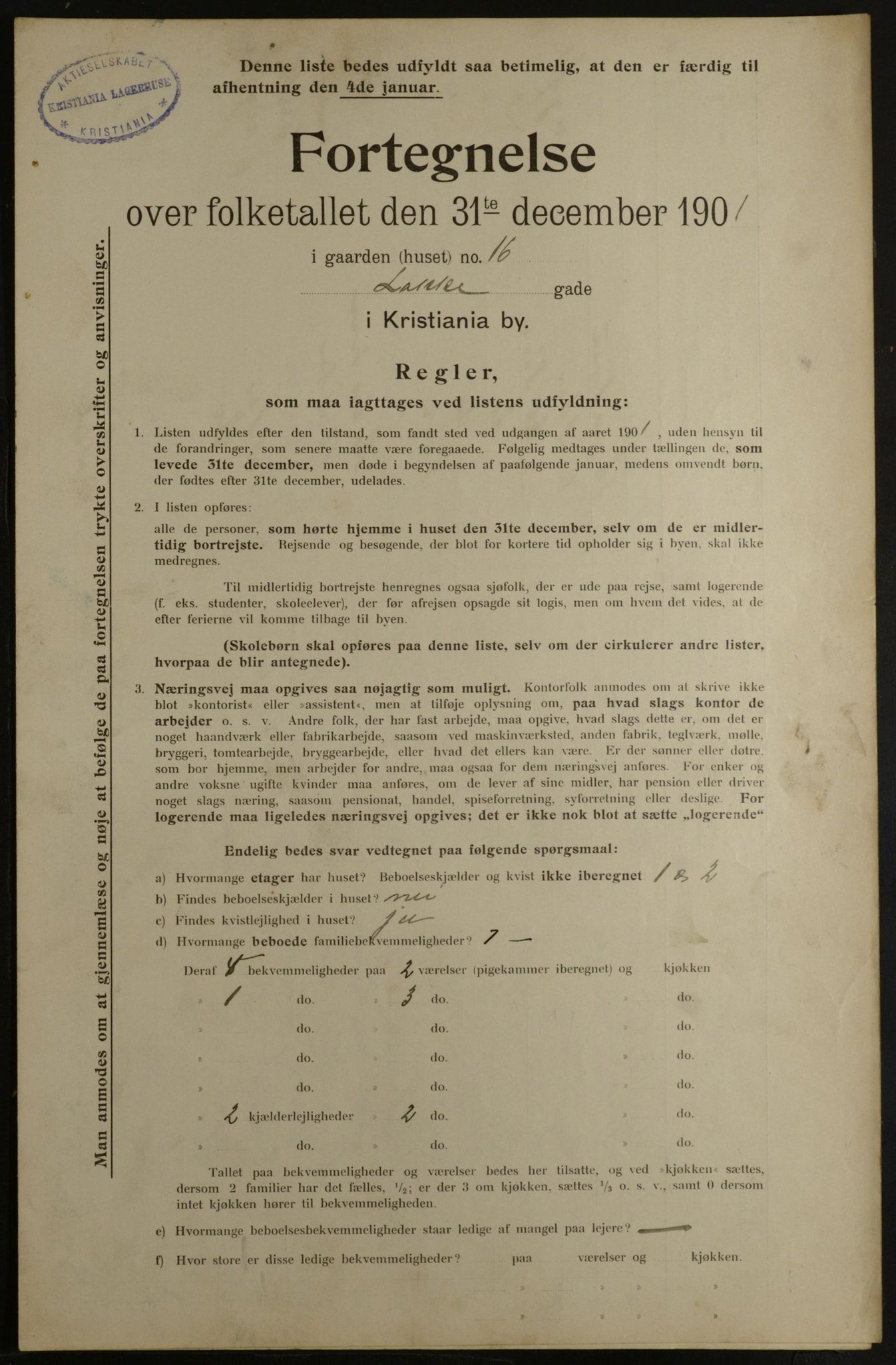OBA, Kommunal folketelling 31.12.1901 for Kristiania kjøpstad, 1901, s. 8532