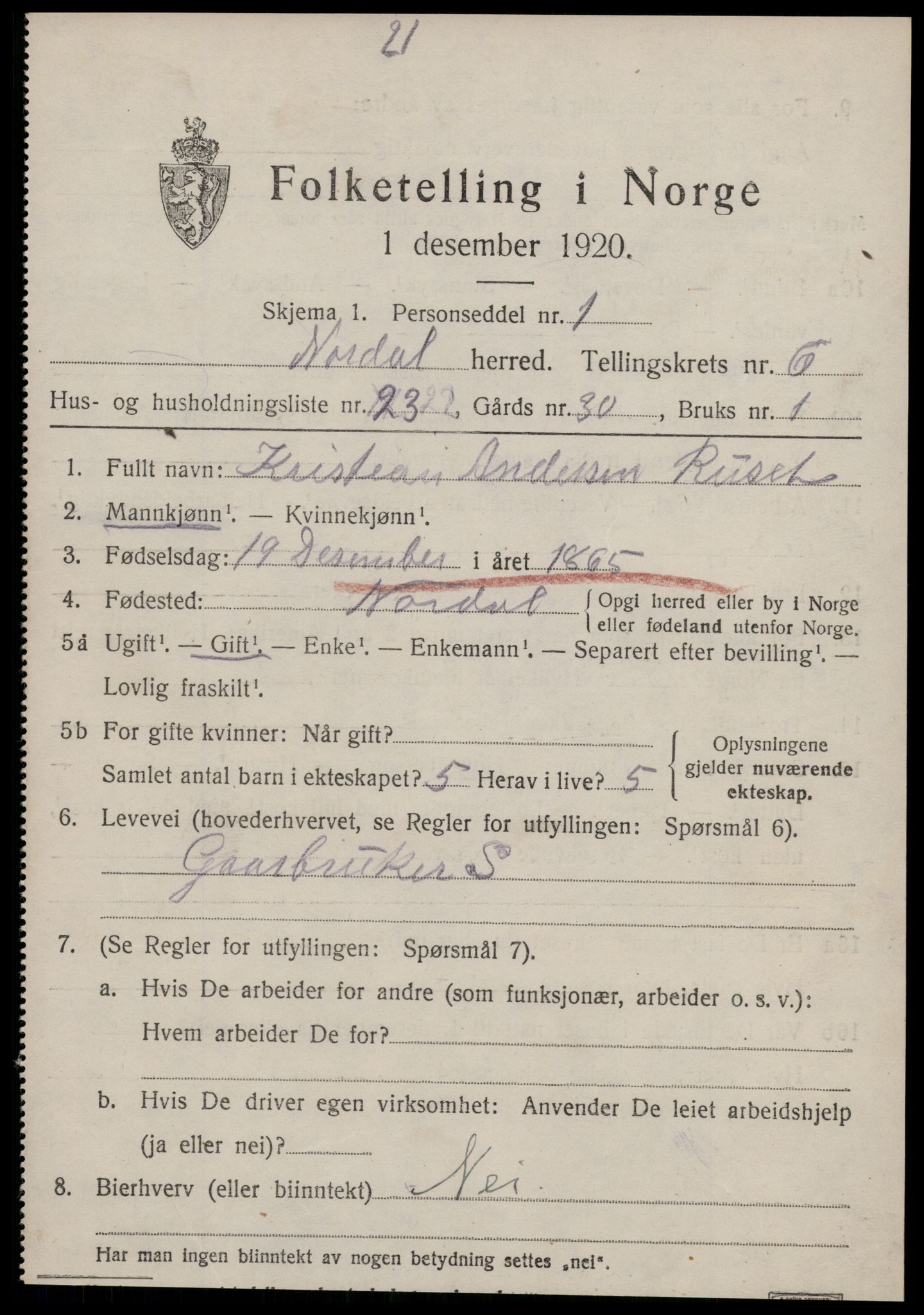 SAT, Folketelling 1920 for 1524 Norddal herred, 1920, s. 3233