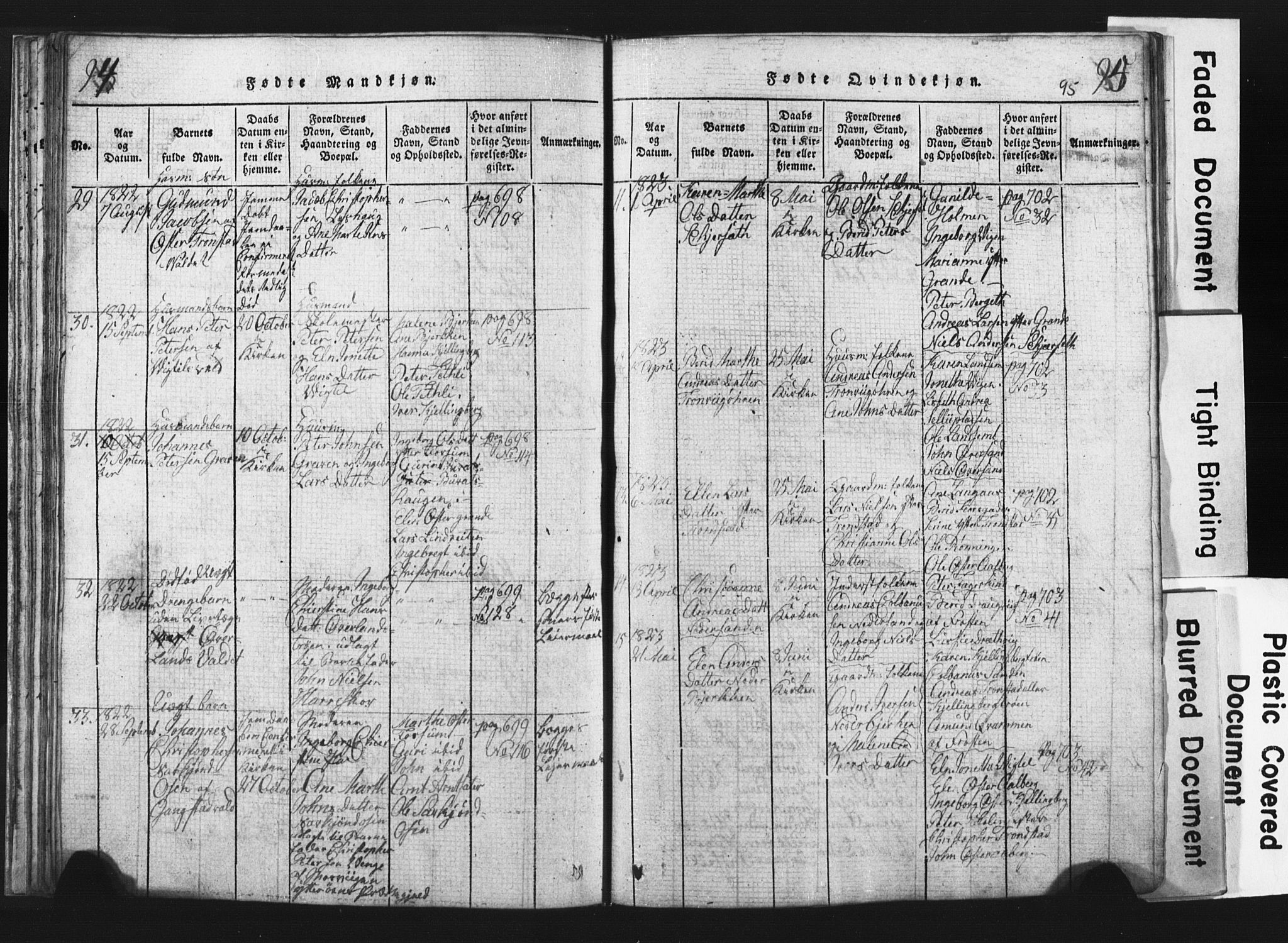 Ministerialprotokoller, klokkerbøker og fødselsregistre - Nord-Trøndelag, SAT/A-1458/701/L0017: Klokkerbok nr. 701C01, 1817-1825, s. 94-95