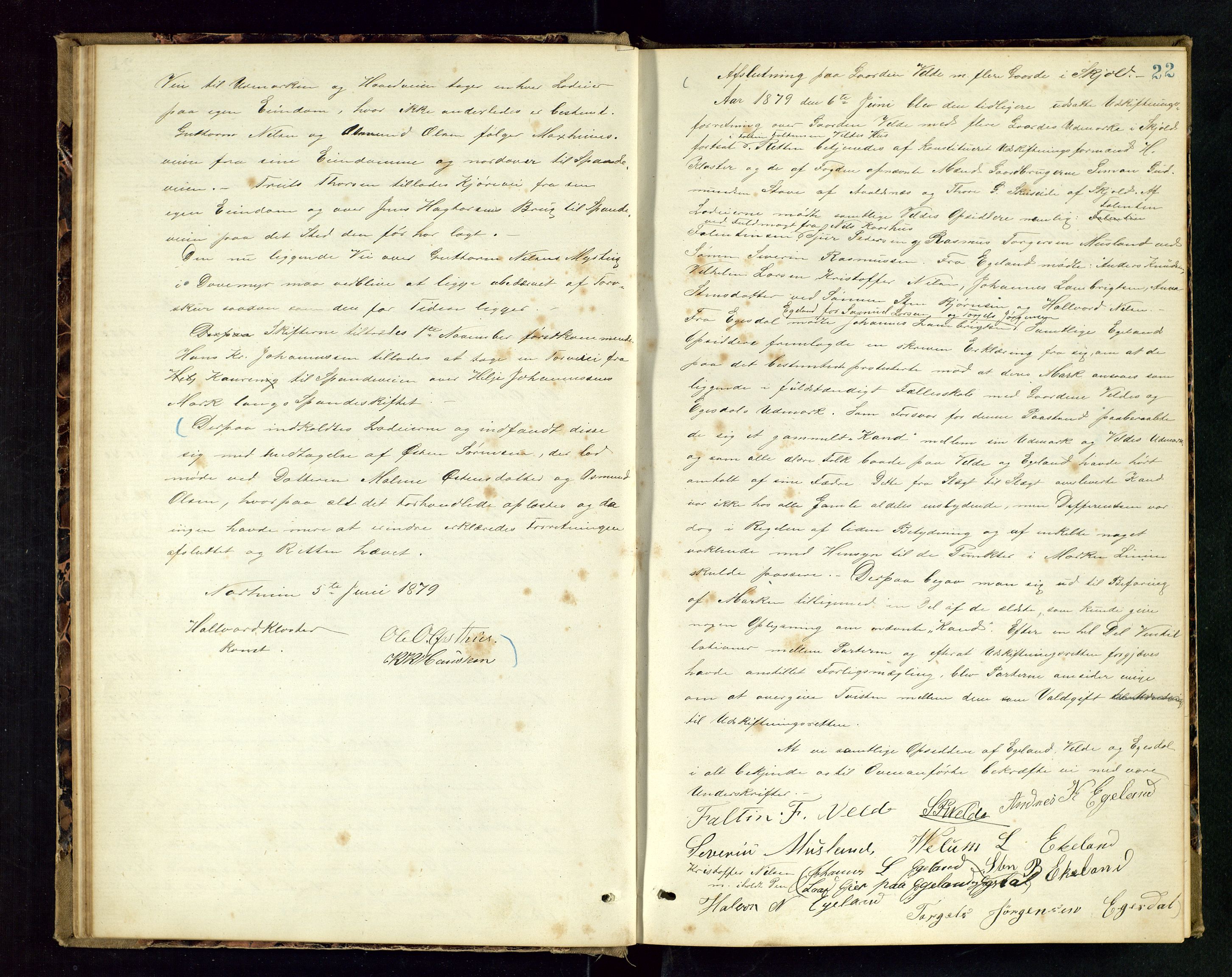 Rogaland jordskifterett, AV/SAST-A-102426/Oa/L0047: Forhandlingsprotokoll, 1879-1881, s. 22