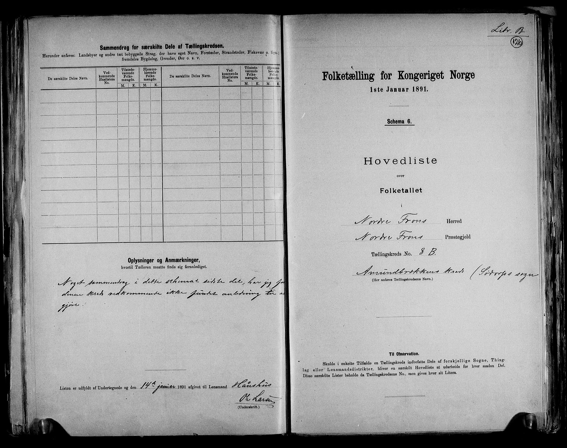 RA, Folketelling 1891 for 0518 Nord-Fron herred, 1891, s. 21