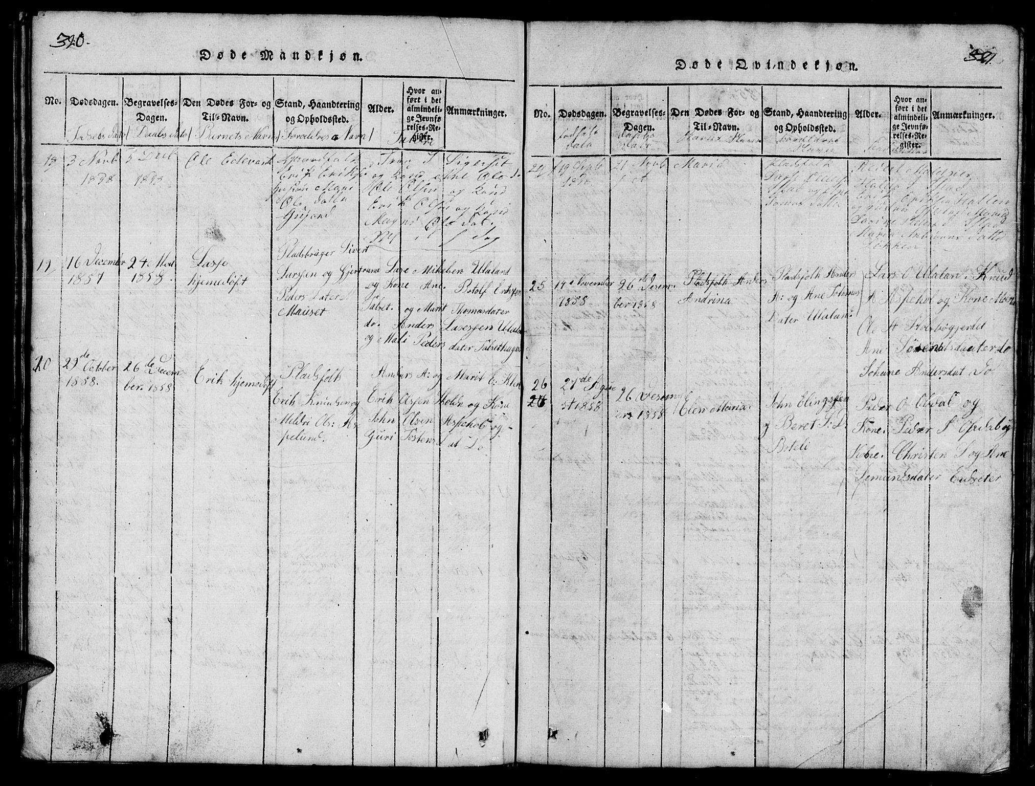 Ministerialprotokoller, klokkerbøker og fødselsregistre - Møre og Romsdal, AV/SAT-A-1454/557/L0683: Klokkerbok nr. 557C01, 1818-1862, s. 320-321