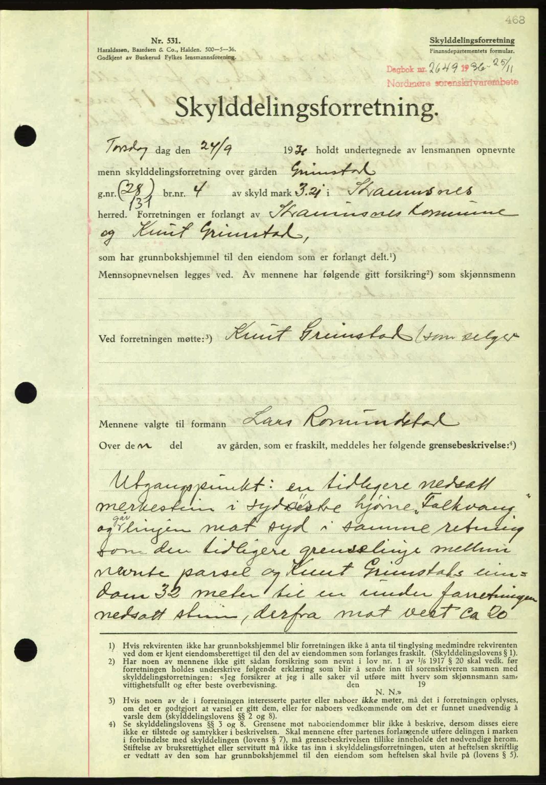 Nordmøre sorenskriveri, SAT/A-4132/1/2/2Ca: Pantebok nr. A80, 1936-1937, Dagboknr: 2649/1936