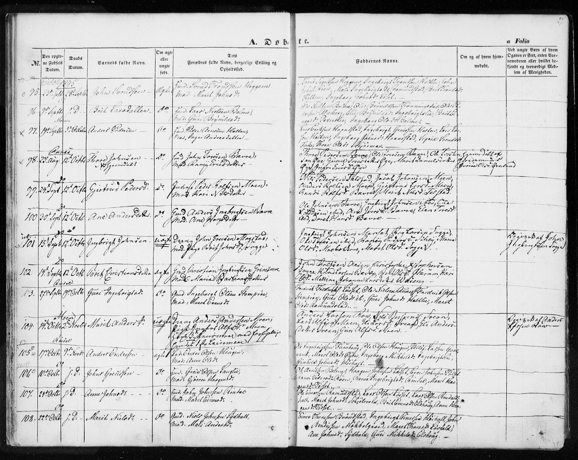 Ministerialprotokoller, klokkerbøker og fødselsregistre - Møre og Romsdal, AV/SAT-A-1454/595/L1043: Ministerialbok nr. 595A05, 1843-1851, s. 27