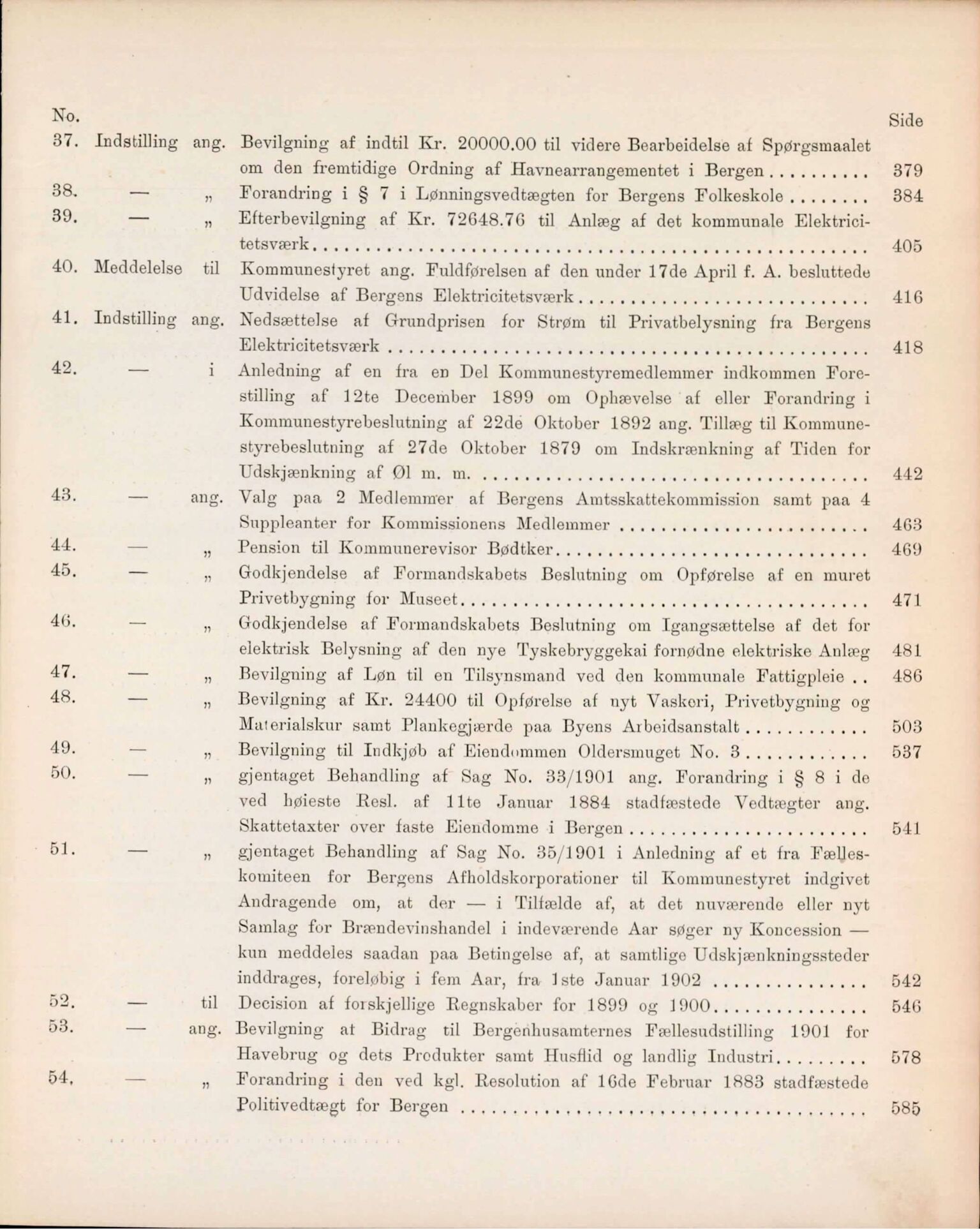 Bergen kommune. Formannskapet, BBA/A-0003/Ad/L0063: Bergens Kommuneforhandlinger, bind I, 1901