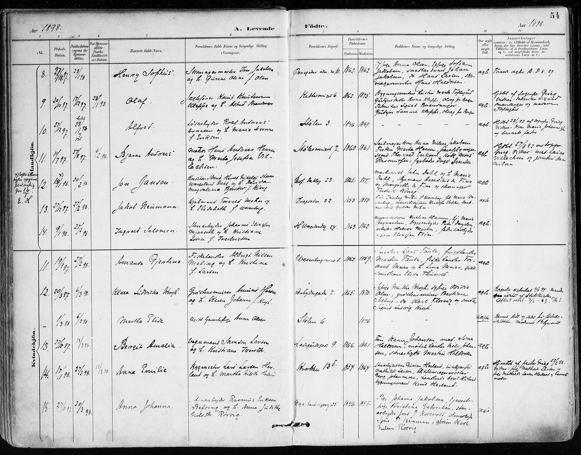 Mariakirken Sokneprestembete, AV/SAB-A-76901/H/Haa/L0008: Ministerialbok nr. A 8, 1893-1942, s. 54
