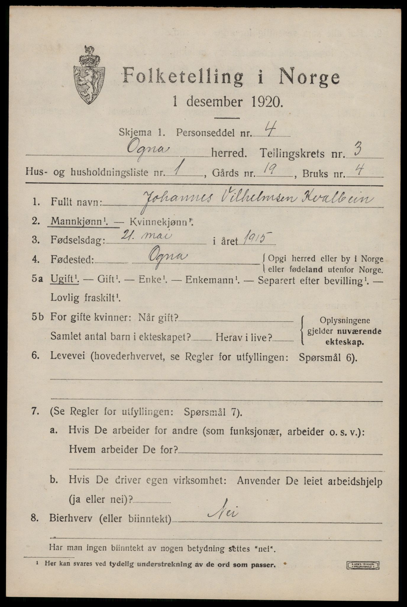 SAST, Folketelling 1920 for 1117 Ogna herred, 1920, s. 1753