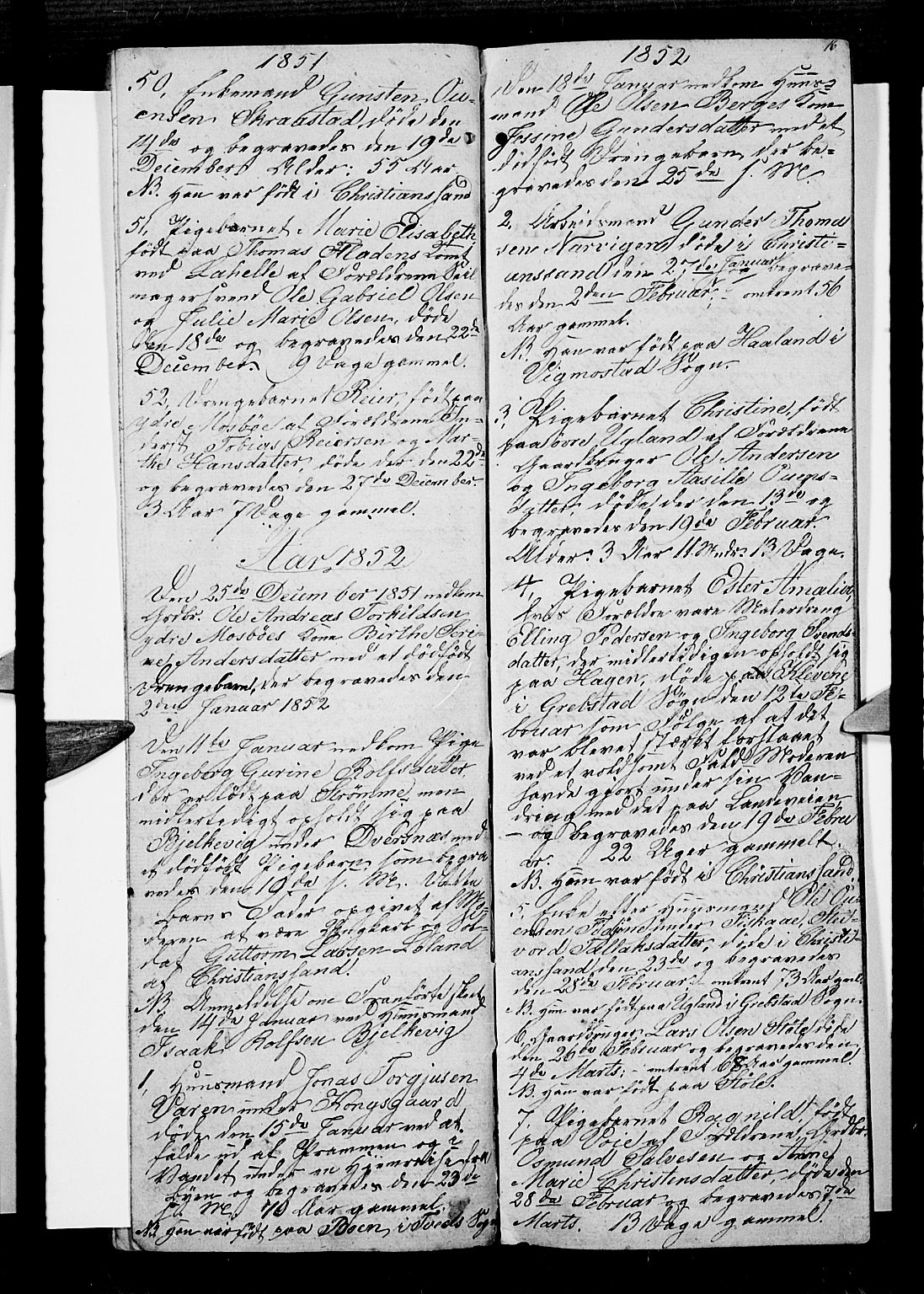 Oddernes sokneprestkontor, SAK/1111-0033/F/Fb/Fba/L0005: Klokkerbok nr. B 5, 1846-1859, s. 16
