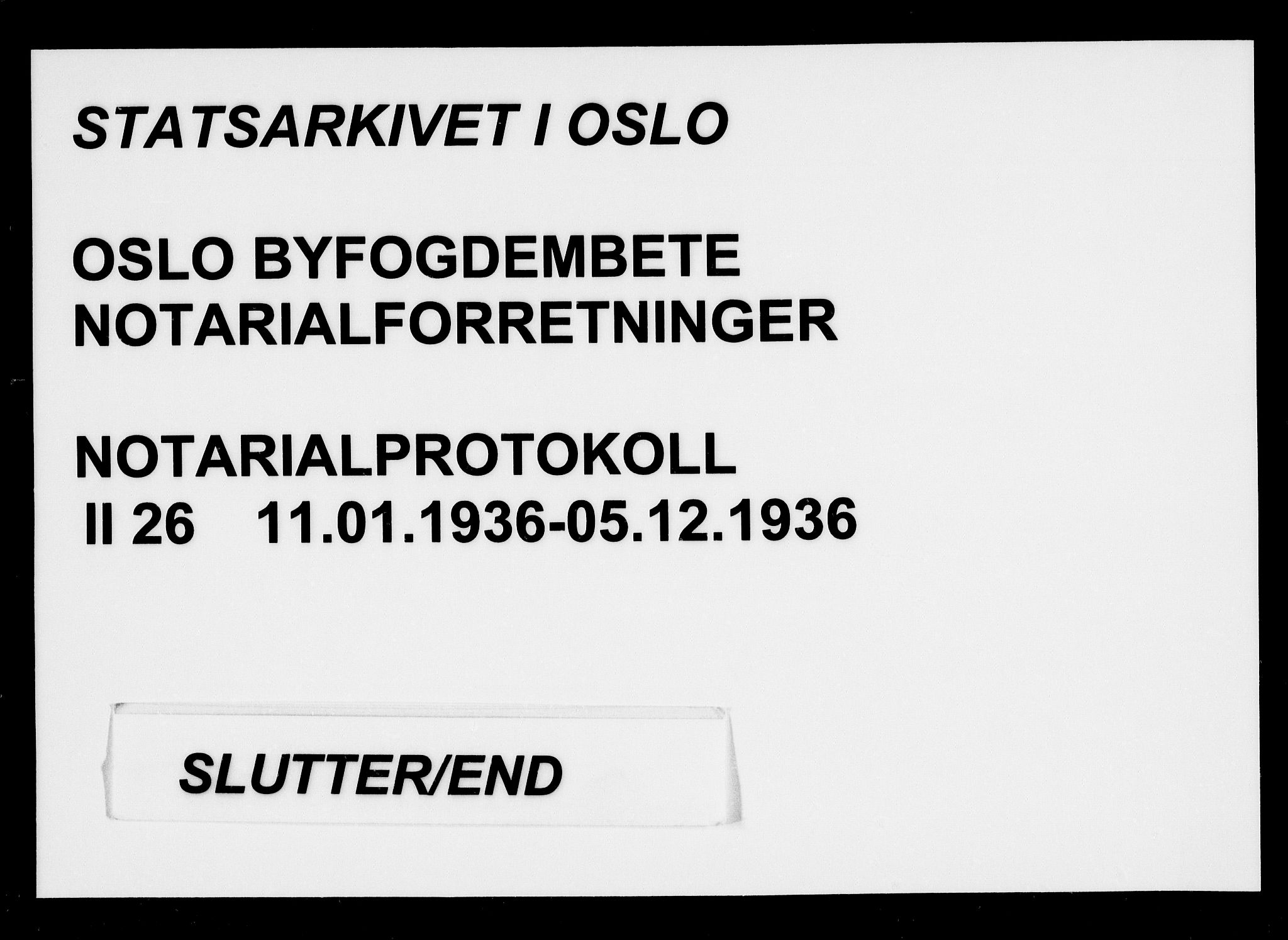 Oslo byfogd avd. I, SAO/A-10220/L/Lb/Lbb/L0026: Notarialprotokoll, rekke II: Vigsler, 1936