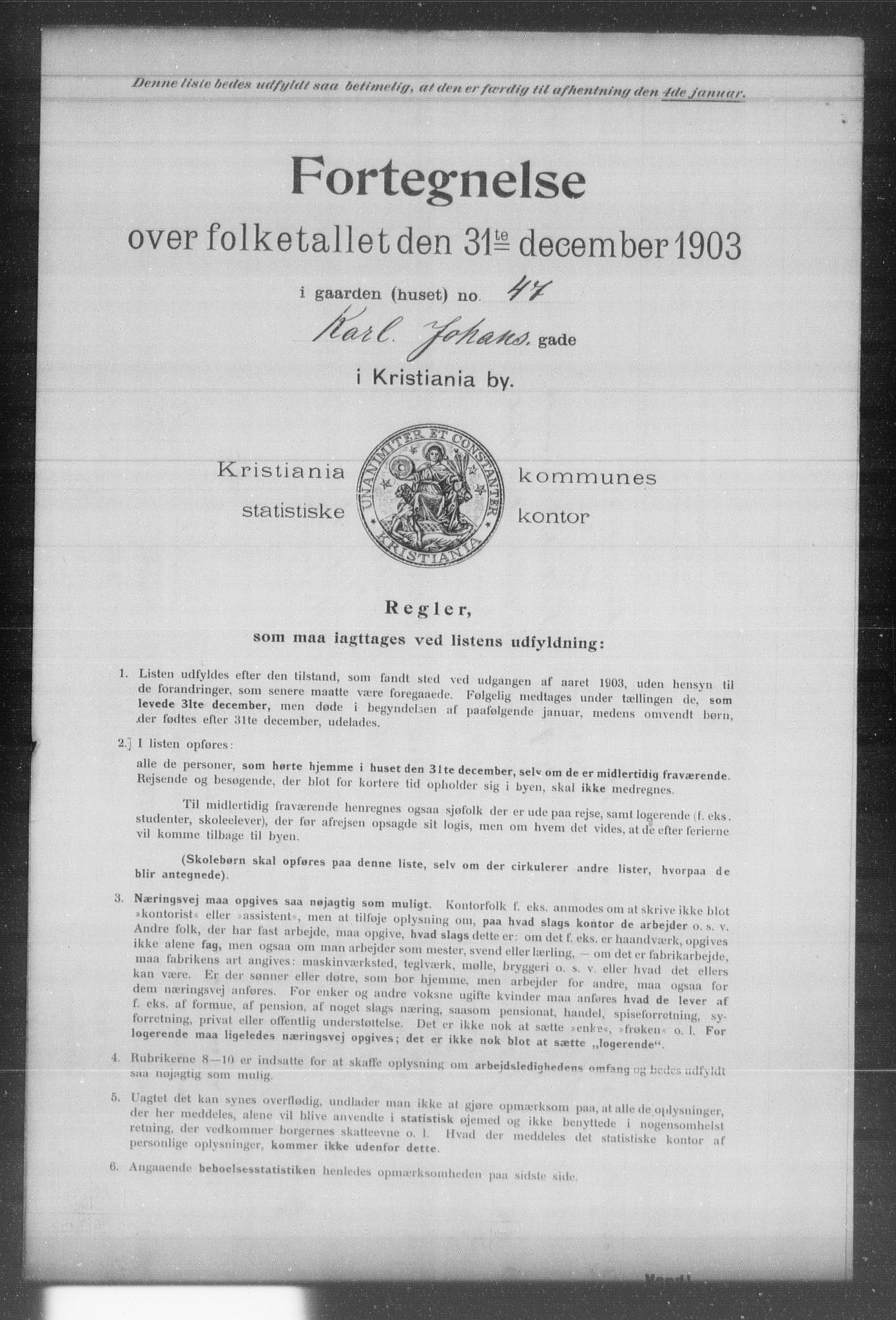 OBA, Kommunal folketelling 31.12.1903 for Kristiania kjøpstad, 1903, s. 9651