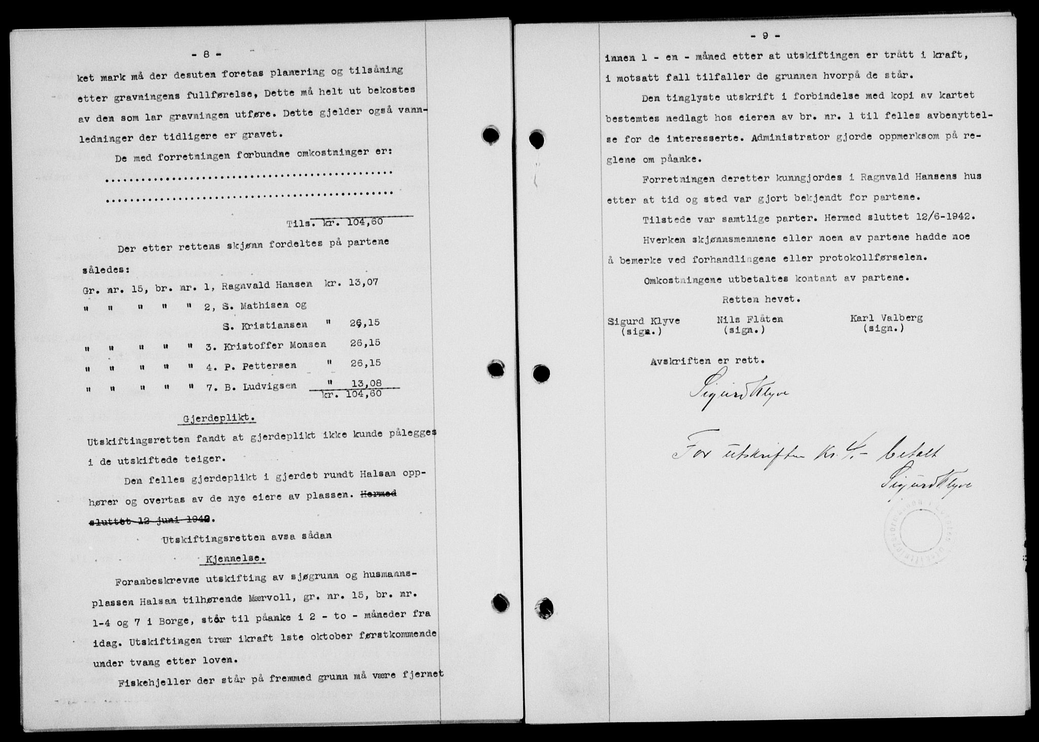 Lofoten sorenskriveri, SAT/A-0017/1/2/2C/L0010a: Pantebok nr. 10a, 1942-1943, Dagboknr: 1957/1942