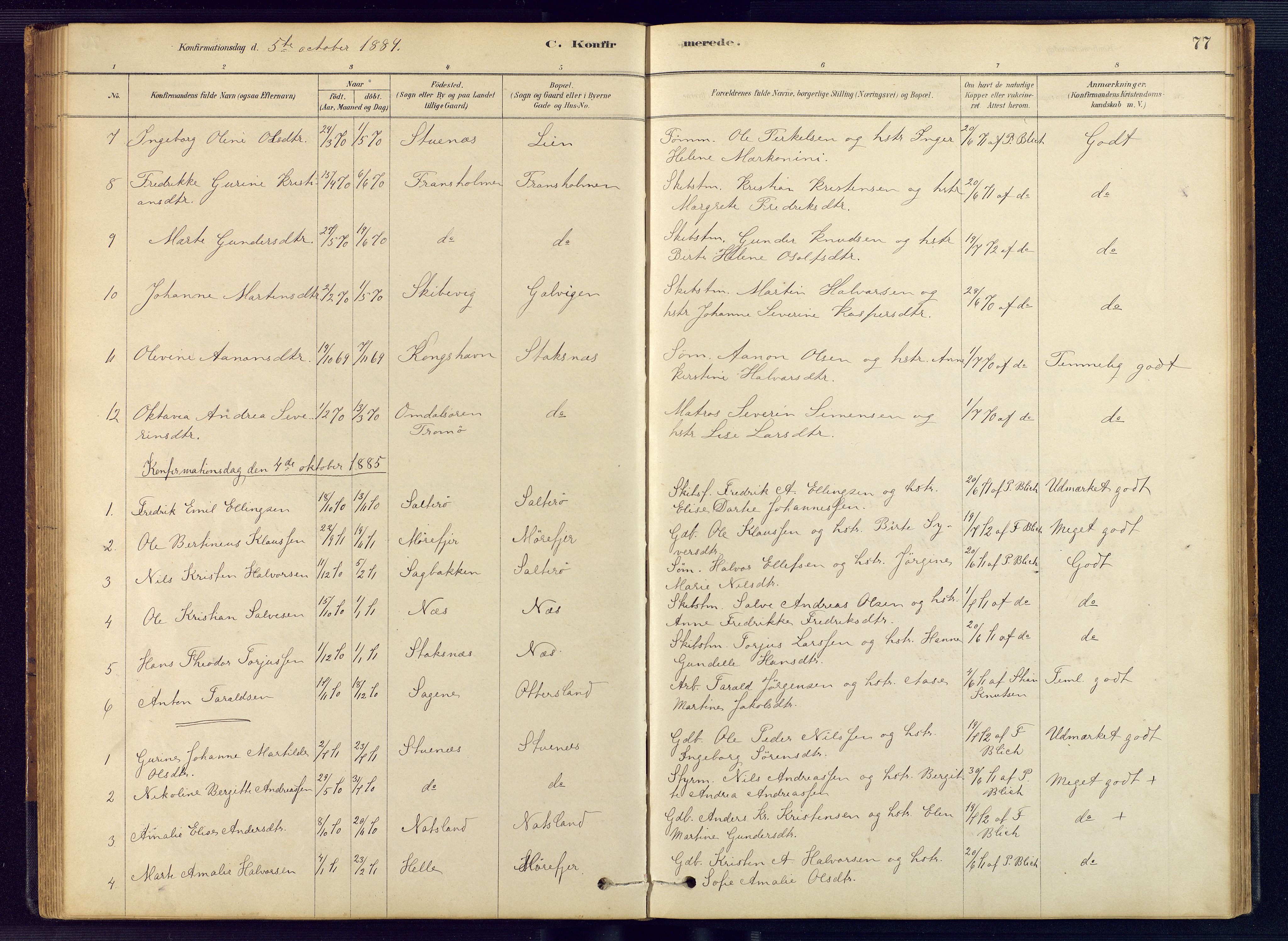 Austre Moland sokneprestkontor, SAK/1111-0001/F/Fb/Fbb/L0001: Klokkerbok nr. B 1, 1878-1904, s. 77