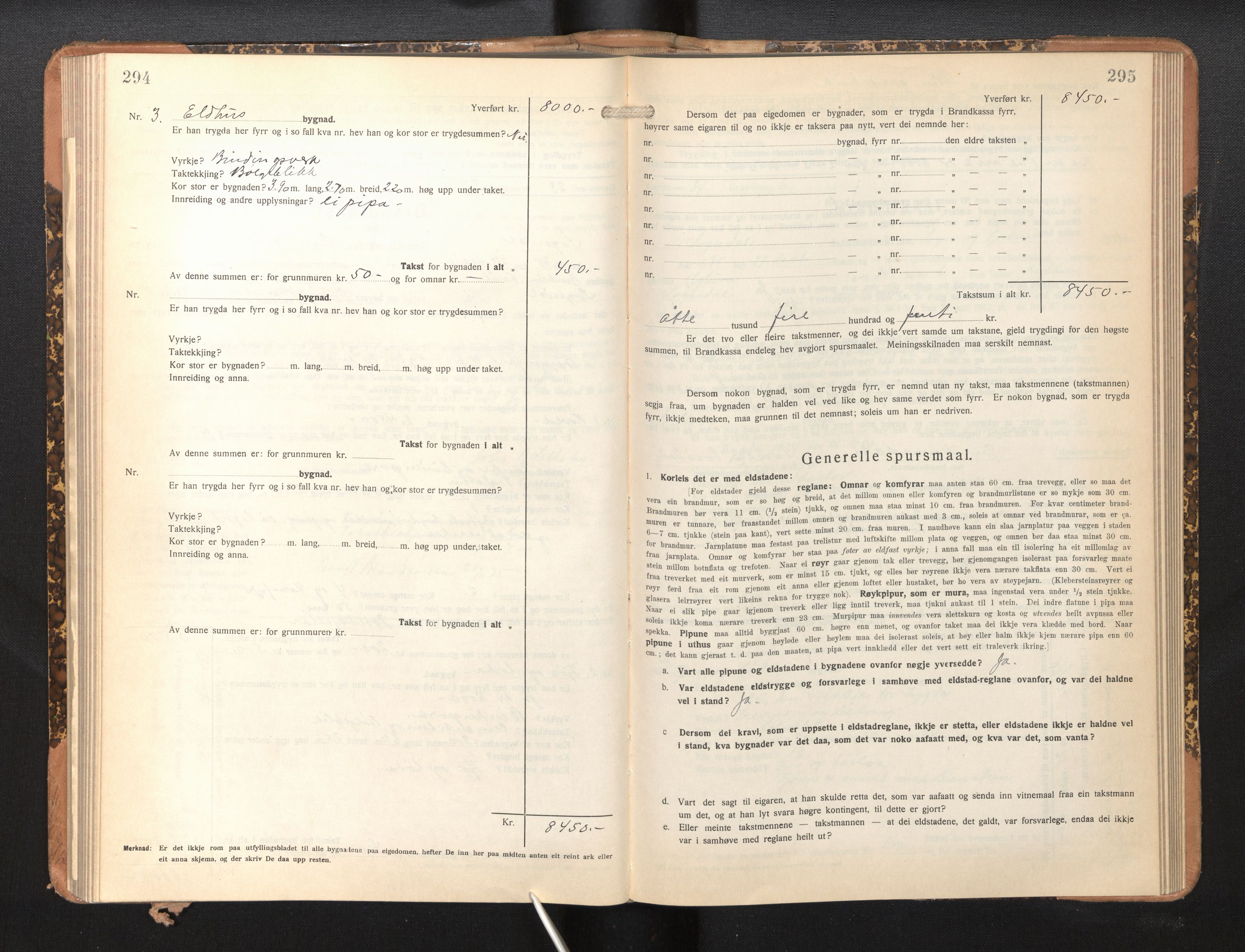 Lensmannen i Sogndal, SAB/A-29901/0012/L0013: Branntakstprotokoll, skjematakst, 1931-1938, s. 294-295
