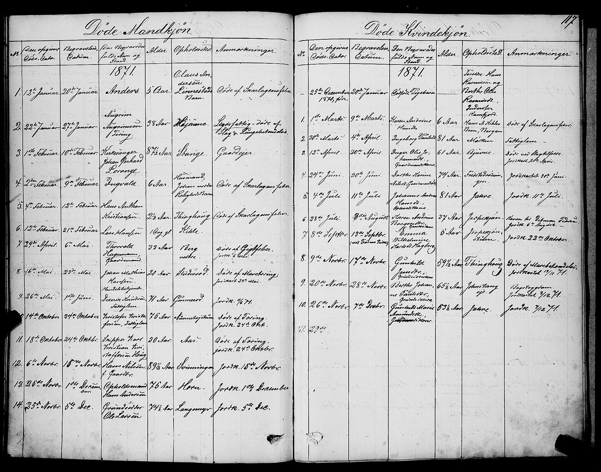 Ramnes kirkebøker, AV/SAKO-A-314/G/Ga/L0003: Klokkerbok nr. I 3, 1870-1896, s. 117