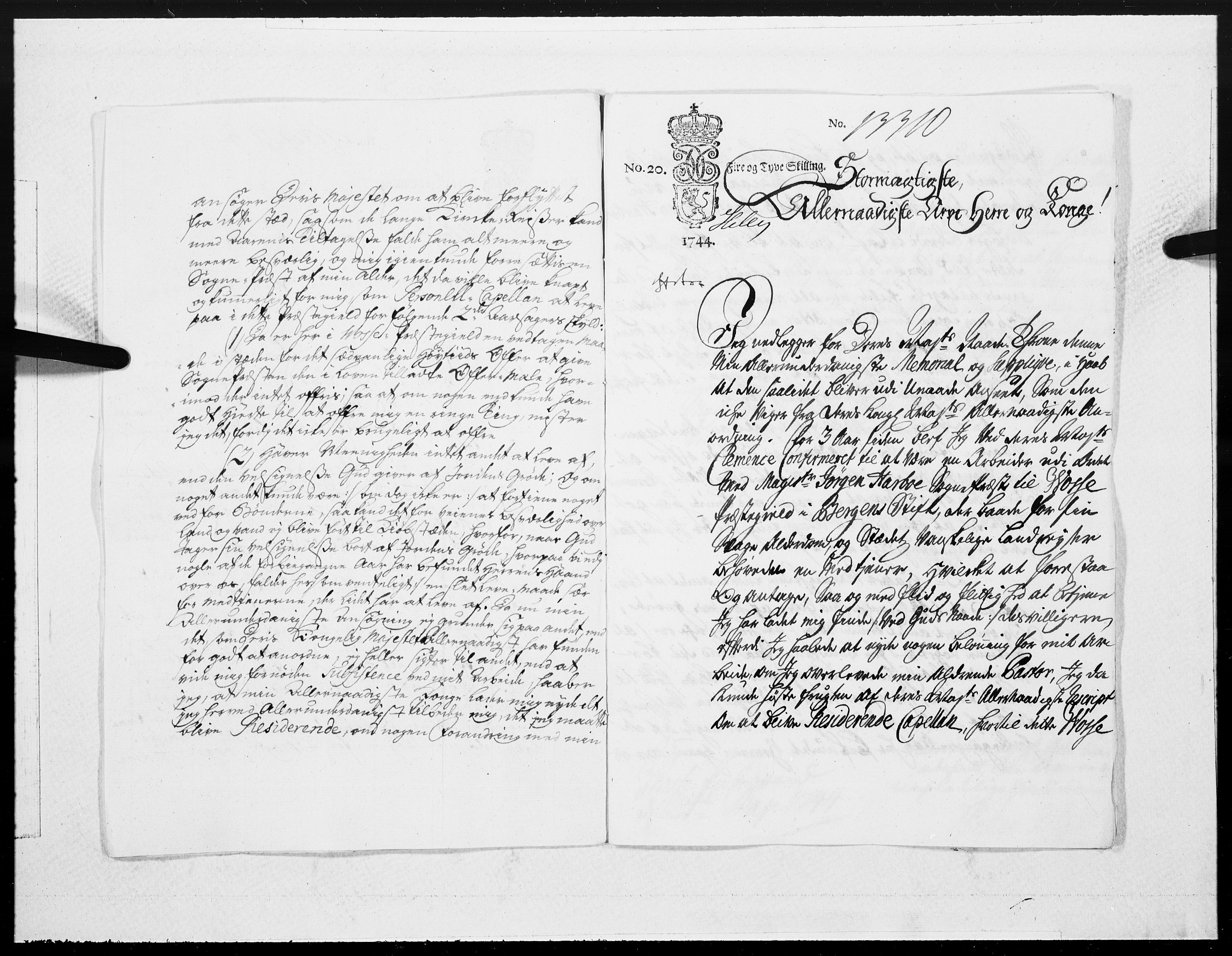 Danske Kanselli 1572-1799, AV/RA-EA-3023/F/Fc/Fcc/Fcca/L0140: Norske innlegg 1572-1799, 1744, s. 455