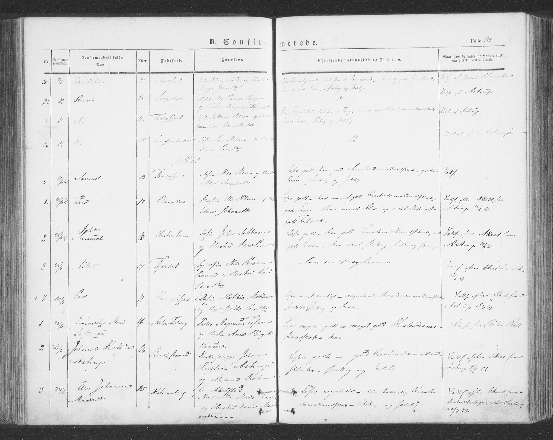 Tana sokneprestkontor, SATØ/S-1334/H/Ha/L0001kirke: Ministerialbok nr. 1, 1846-1861, s. 149