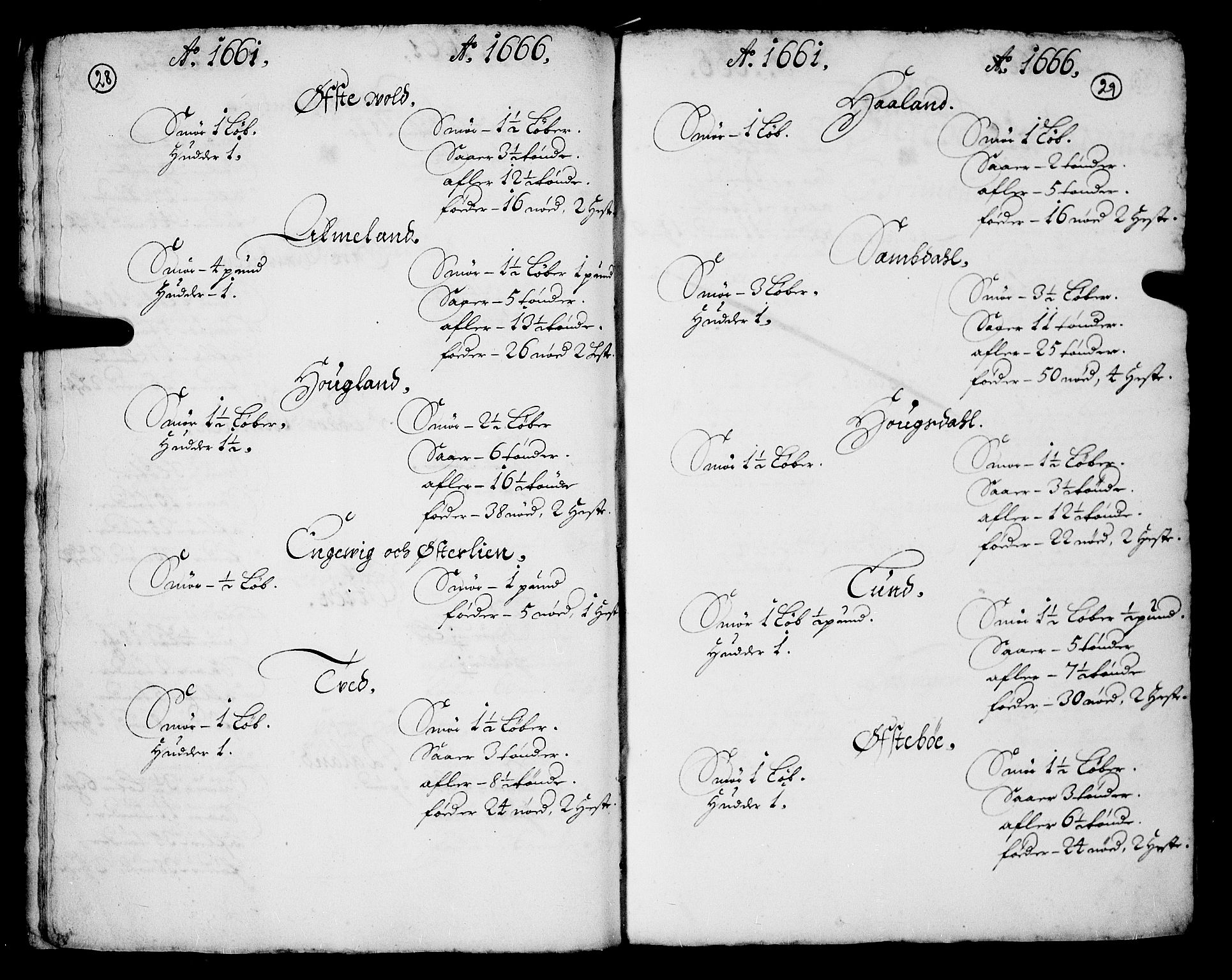 Rentekammeret inntil 1814, Realistisk ordnet avdeling, RA/EA-4070/N/Nb/Nba/L0040: Nordhordland fogderi, 1661-1667, s. 28-29