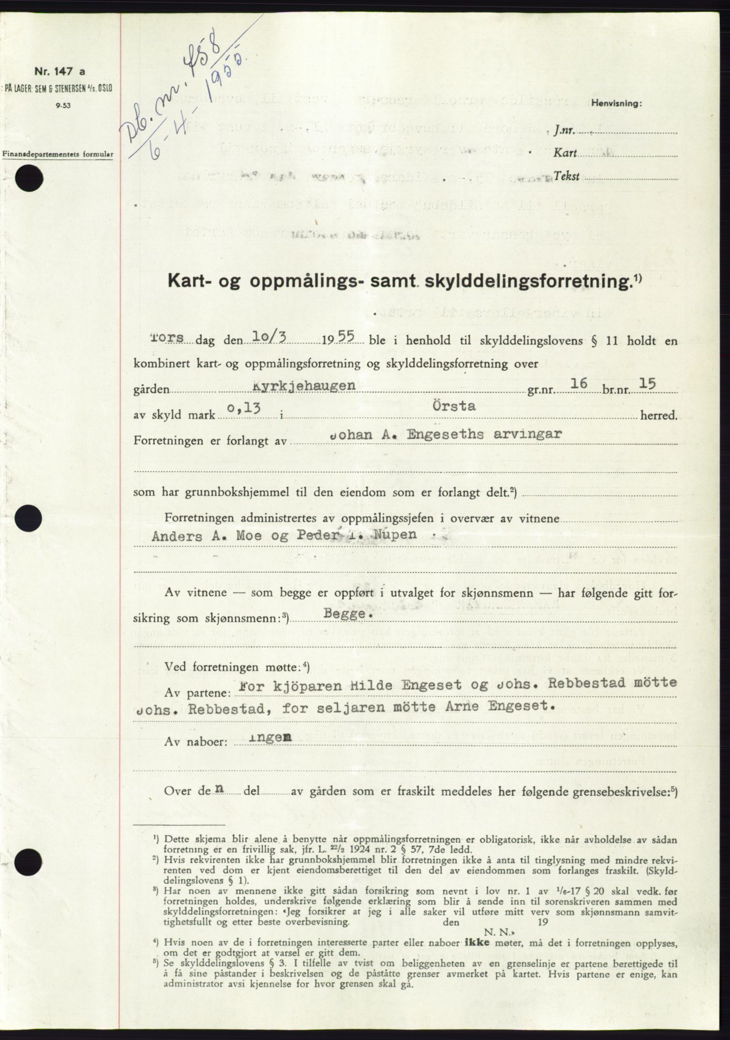 Søre Sunnmøre sorenskriveri, SAT/A-4122/1/2/2C/L0100: Pantebok nr. 26A, 1954-1955, Dagboknr: 758/1955