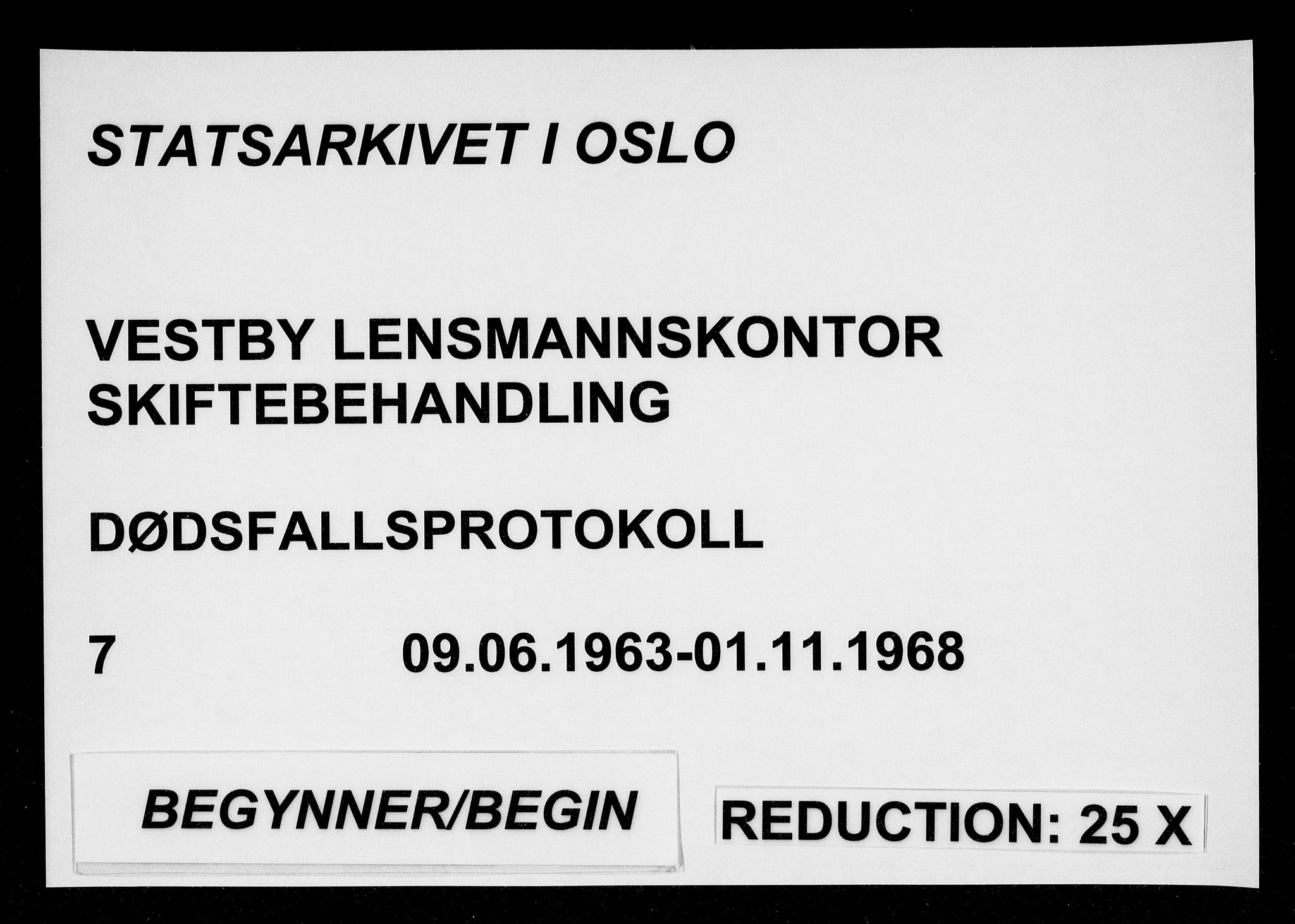 Vestby lensmannskontor, SAO/A-10110/H/Ha/Haa/L0007: Dødsfallsprotokoll, 1963-1968