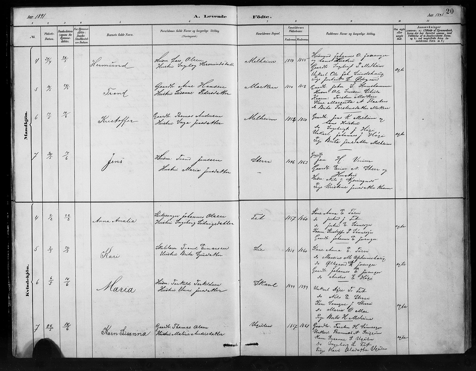 Jostedal sokneprestembete, AV/SAB-A-80601/H/Hab/Habb/L0001: Klokkerbok nr. B 1, 1882-1921, s. 20