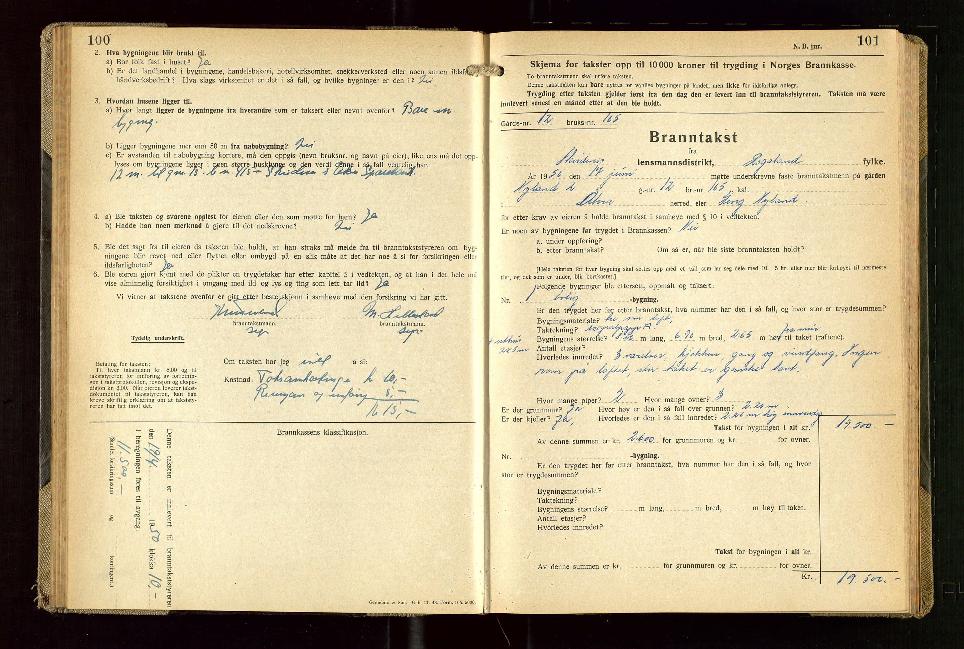 Skudenes lensmannskontor, AV/SAST-A-100444/Gob/L0003: "Brandtakstprotokoll", 1942-1954, s. 100-101