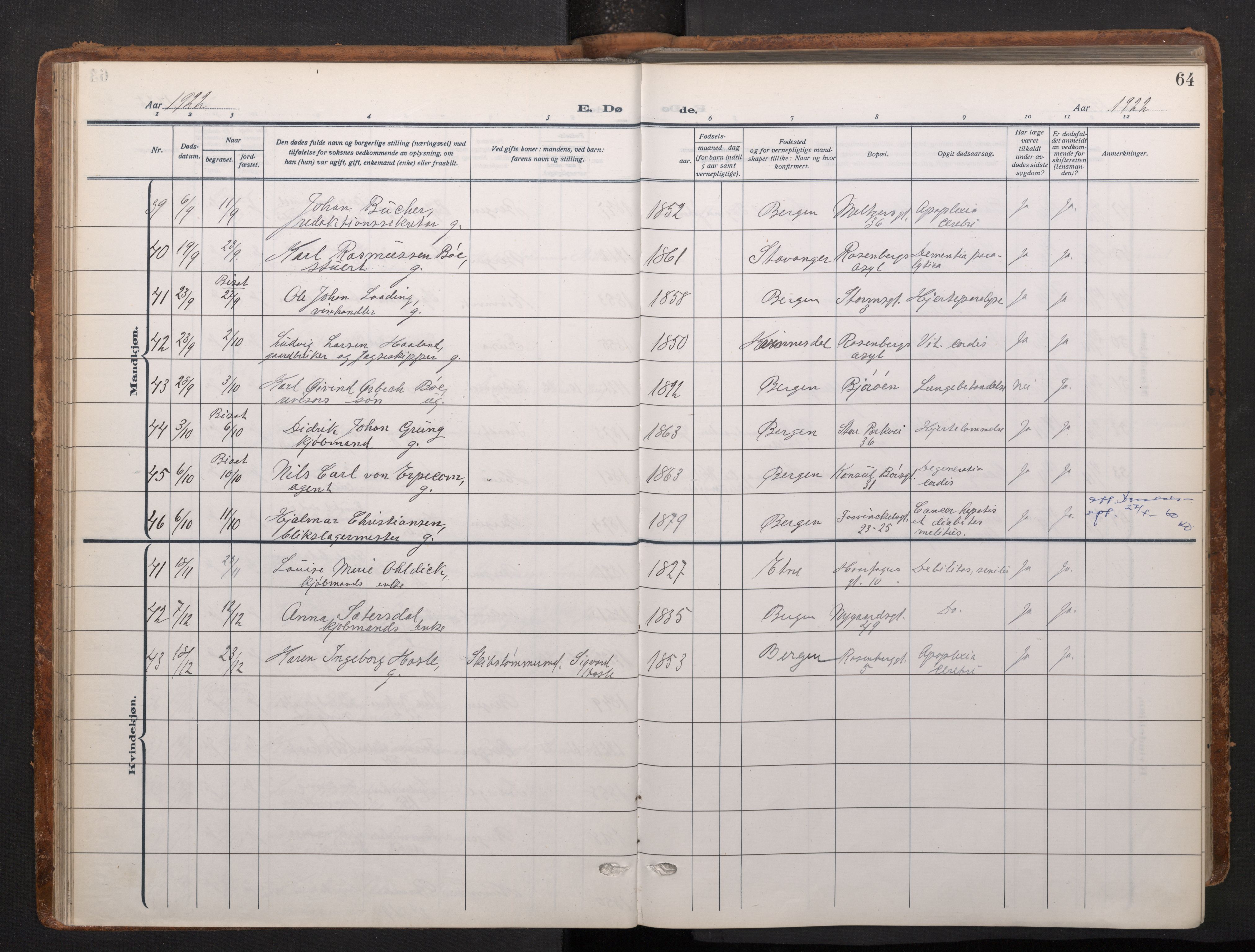 Johanneskirken sokneprestembete, AV/SAB-A-76001/H/Haa/L0020: Ministerialbok nr. E 2, 1916-1951, s. 64