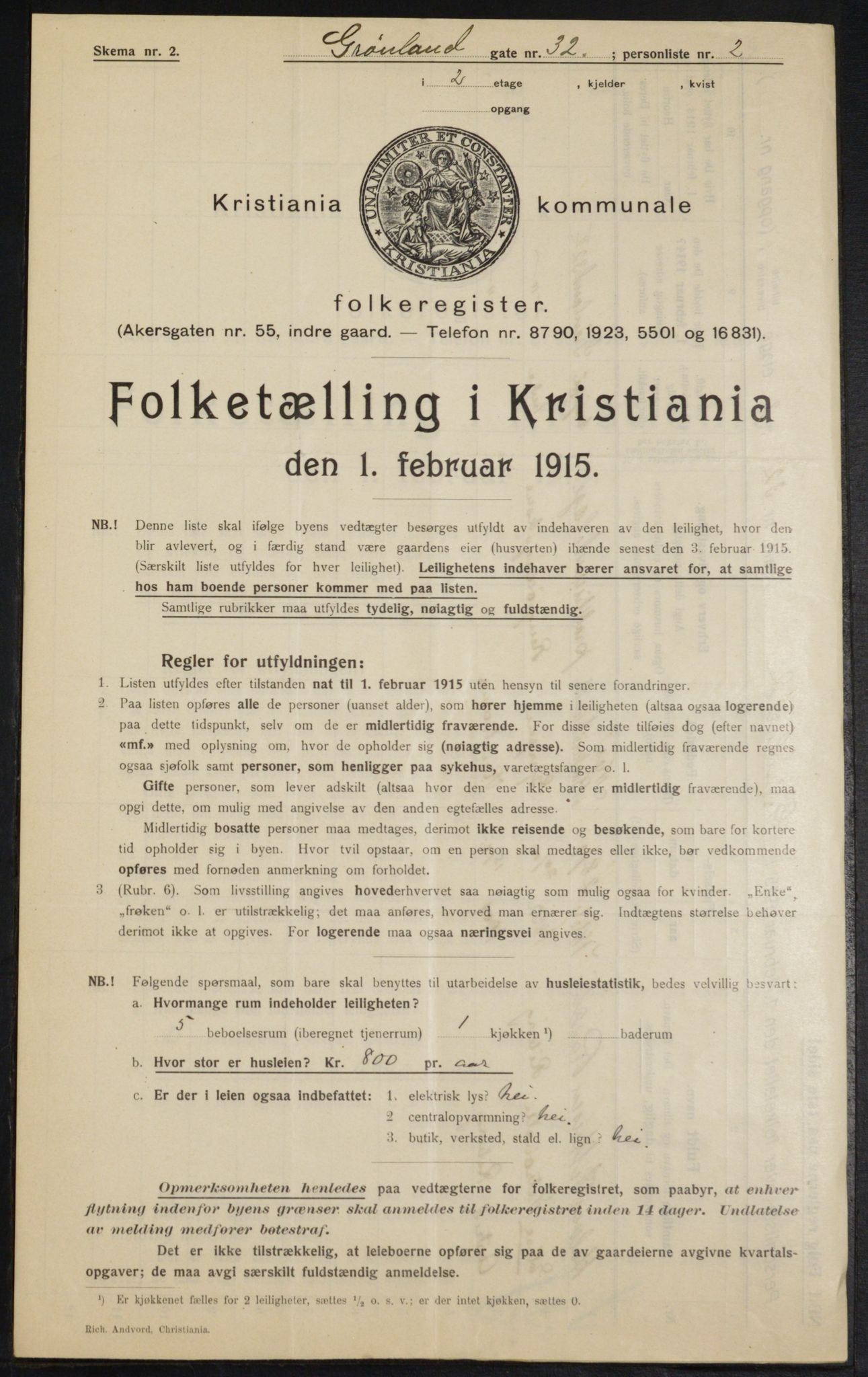 OBA, Kommunal folketelling 1.2.1915 for Kristiania, 1915, s. 31148