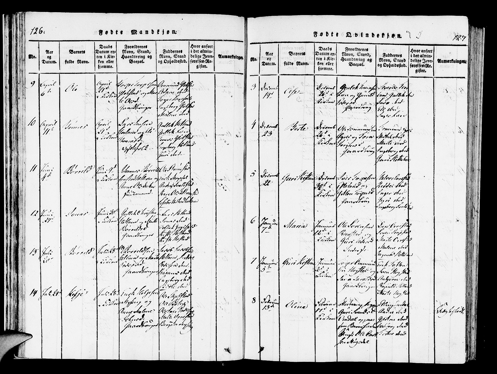 Helleland sokneprestkontor, AV/SAST-A-101810: Ministerialbok nr. A 4, 1815-1834, s. 126-127