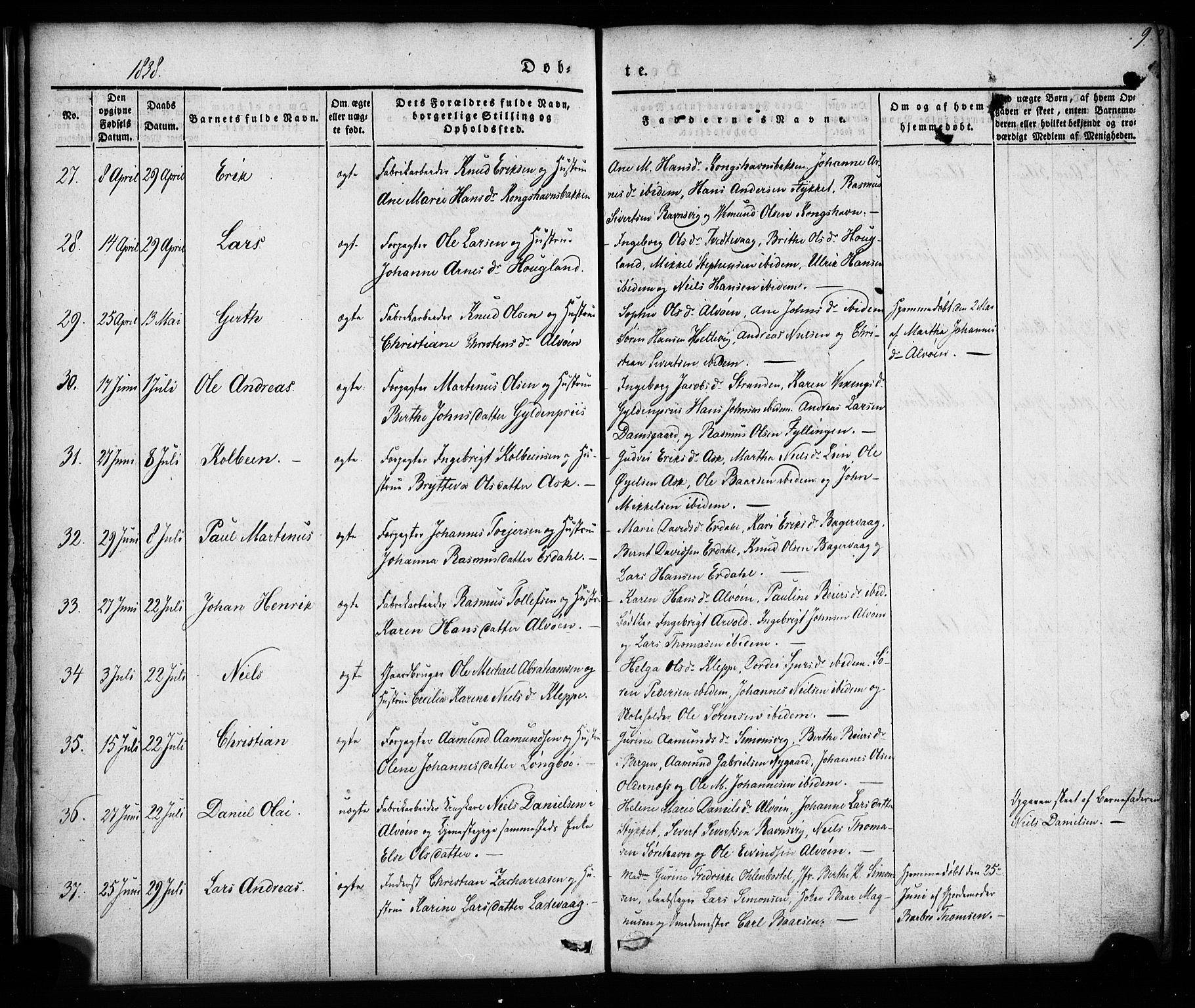 Askøy Sokneprestembete, AV/SAB-A-74101/H/Ha/Haa/Haaa/L0005: Ministerialbok nr. A 5, 1836-1852, s. 9