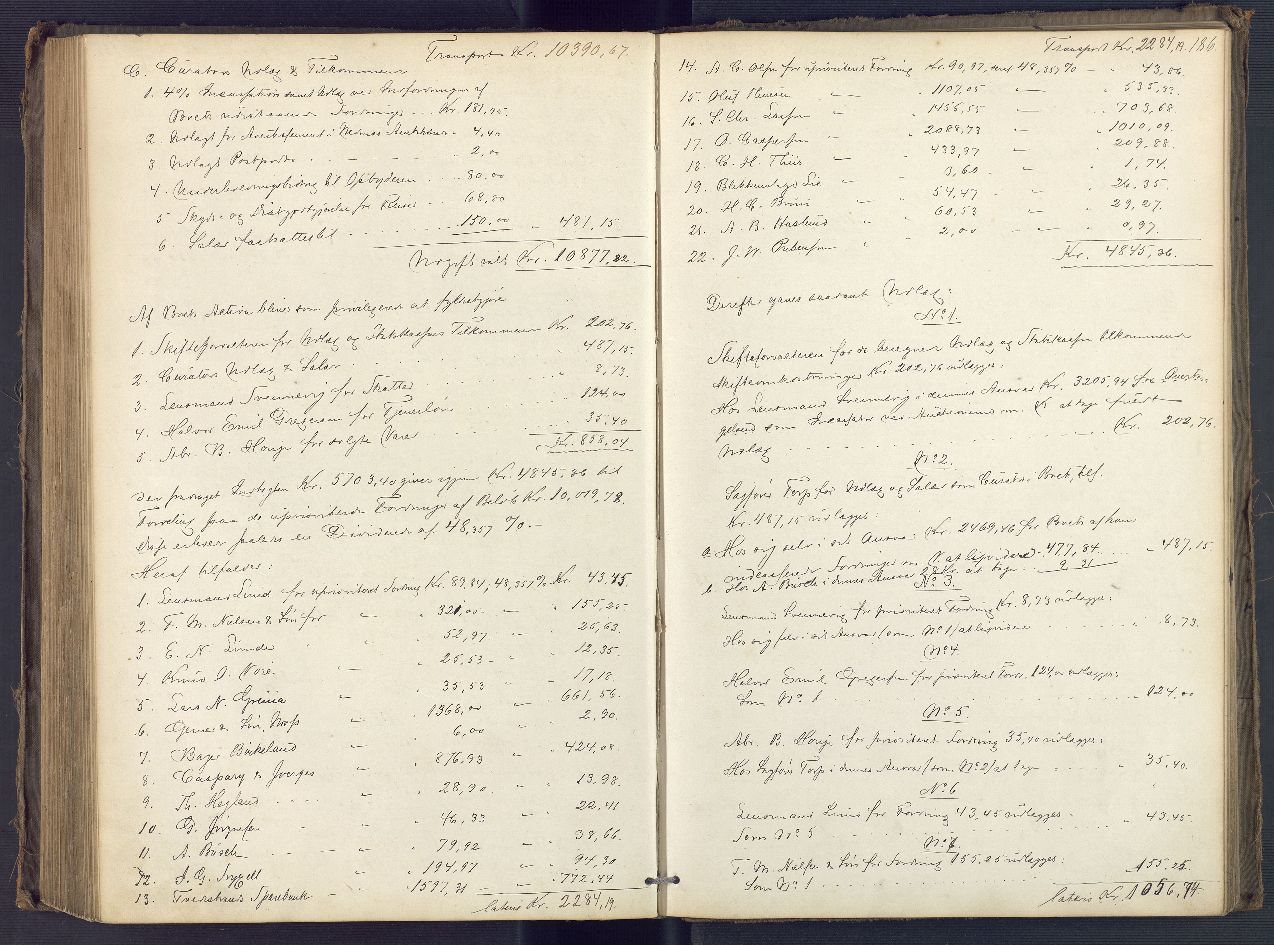 Holt sorenskriveri, AV/SAK-1221-0002/H/Hc/L0032: Skifteutlodningsprotokoll nr. 7, 1874-1879, s. 185b-186a