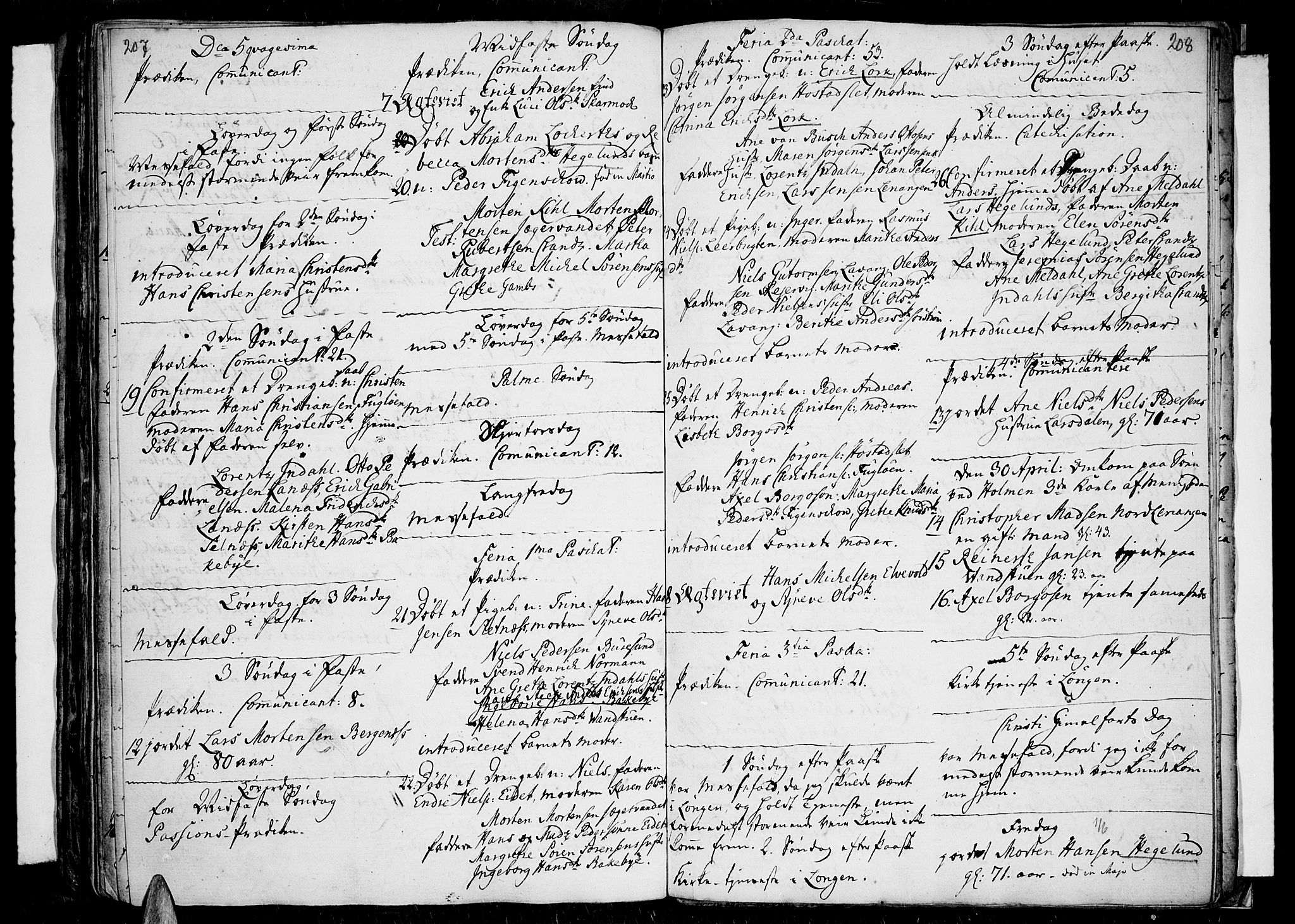 Tromsø sokneprestkontor/stiftsprosti/domprosti, AV/SATØ-S-1343/G/Ga/L0001kirke: Ministerialbok nr. 1, 1709-1771, s. 207-208