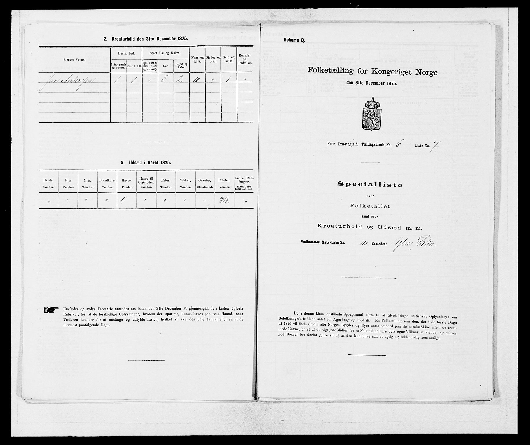 SAB, Folketelling 1875 for 1241P Fusa prestegjeld, 1875, s. 405